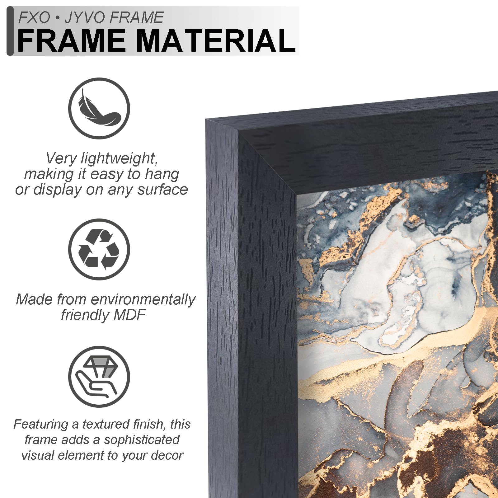 Fxojyvo Engineered Wood 22x30 Frame, Black Picture Frame for 22 x 30 Inch Poster Puzzle Photo, Light Weight 22 by 30 Poster Fram