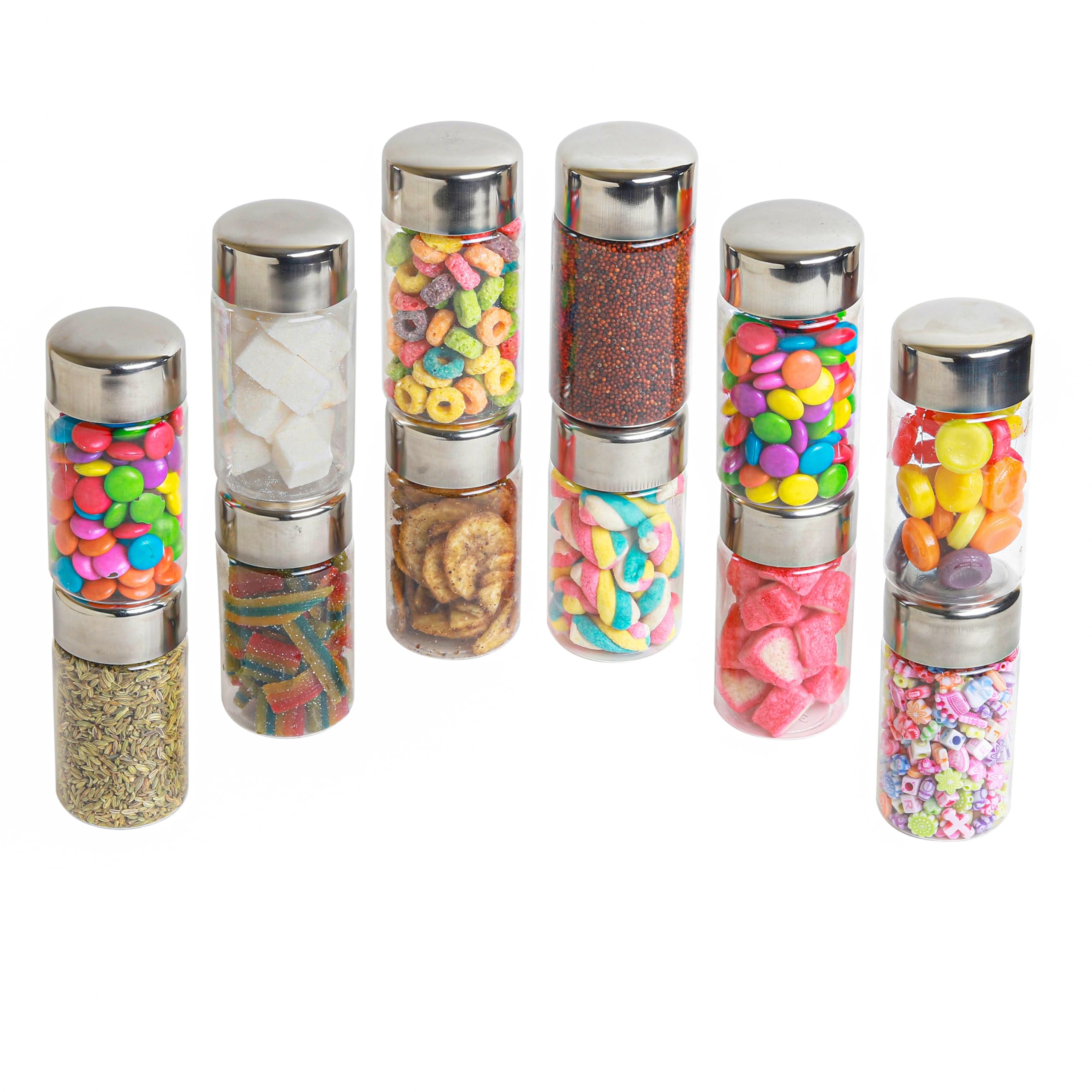 Pearlpet Plus Range Plastic Storage Jars & Containers For Kitchen |Air Tight |Steel Cap Jar Set Of 12 Food Grade Boxes |Bpa-Free