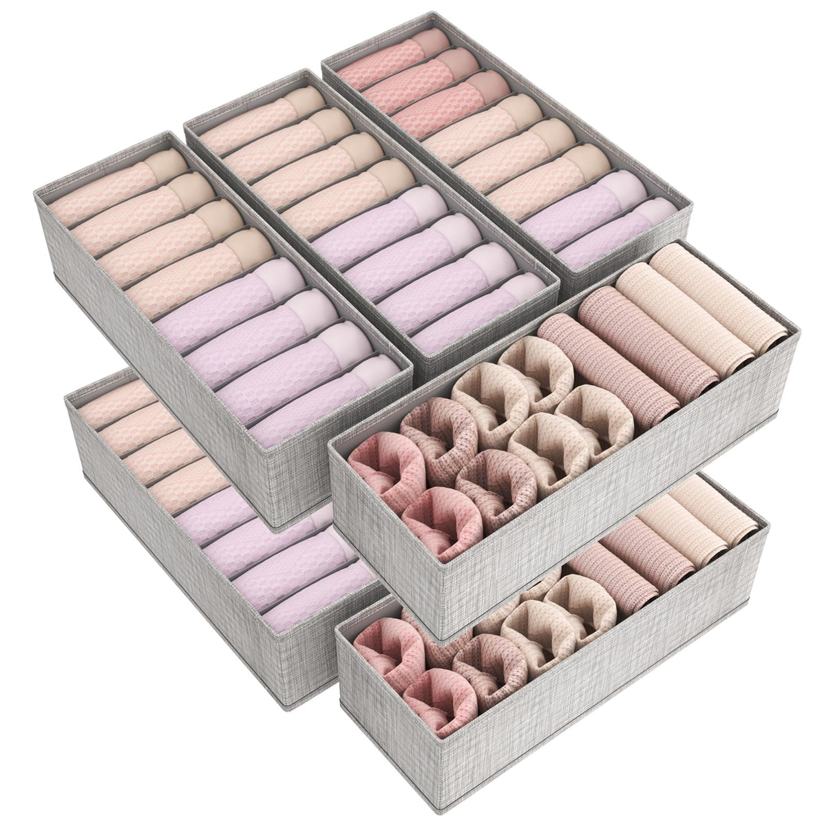 Lifewit 8 Pack Drawer Organizer for Clothing, Dresser Organizer Wardrobe Storage Boxes for Nursery, Bedroom, Closet, Foldable Fa
