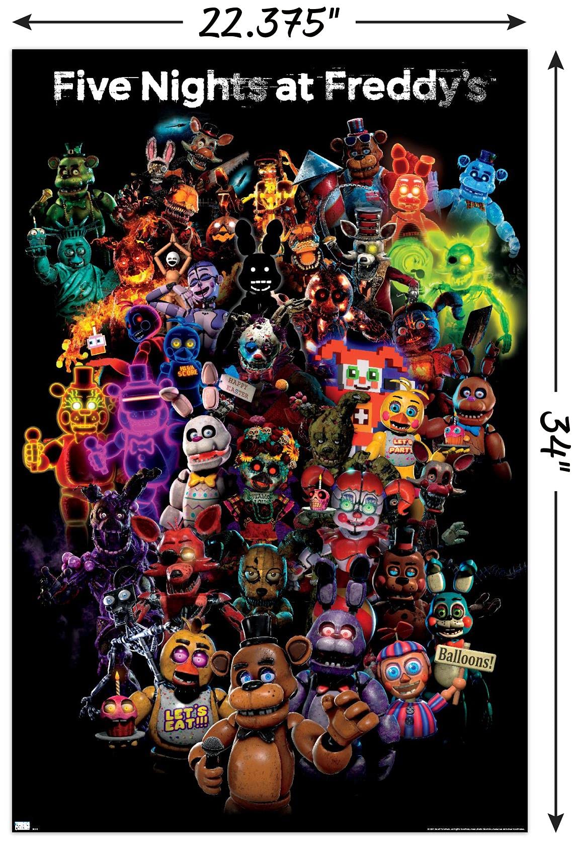 Trends International Five Nights At Freddy'S: Special Delivery - Collage Wall Poster, 22.37'' X 34.00'', Poster & Mount Bundle