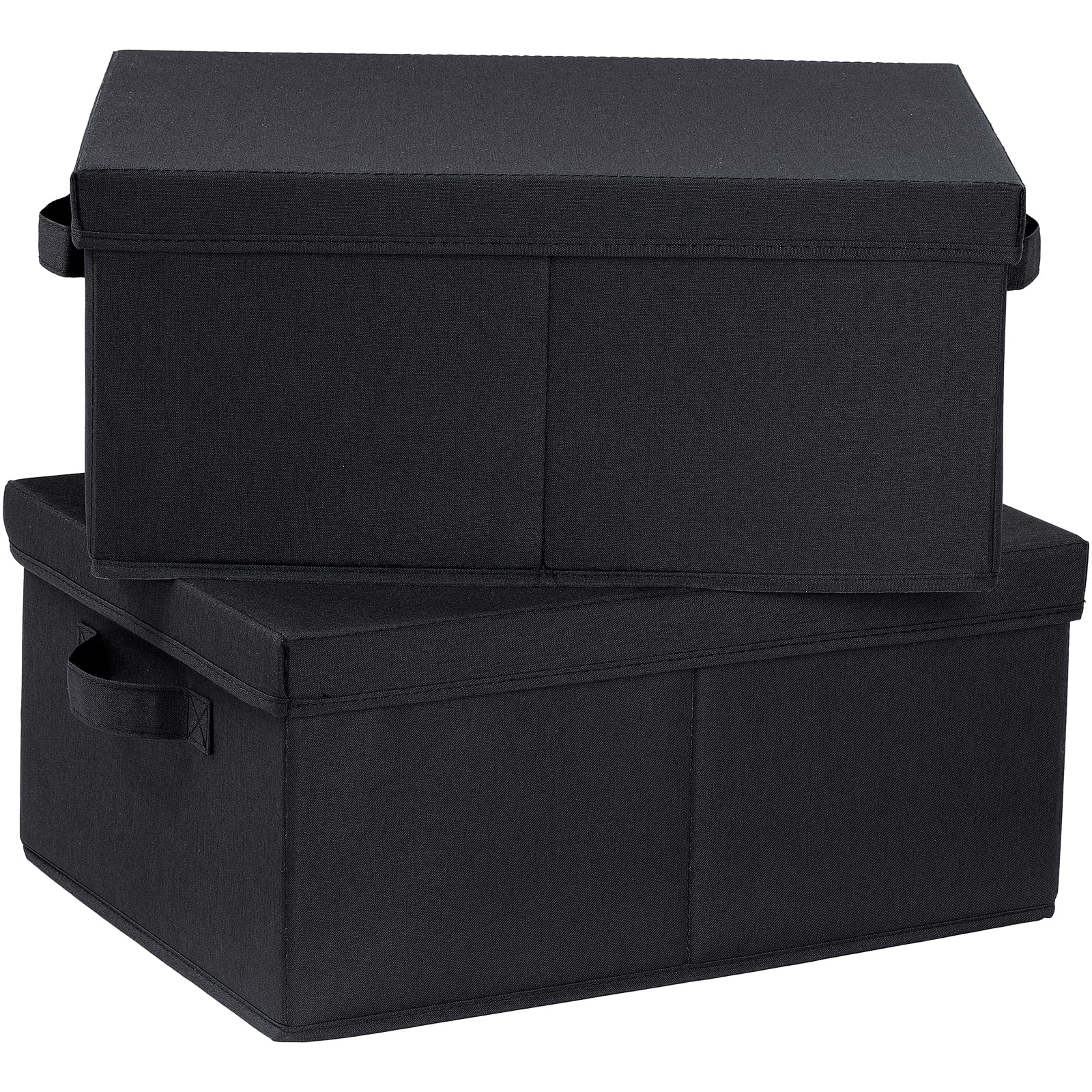 Hoonex Storage Bins With Lids For Organizing, Pack Of 2, Storage Boxes With 2 Carrying Handles And Study Heavy Cardboard, 16.5''