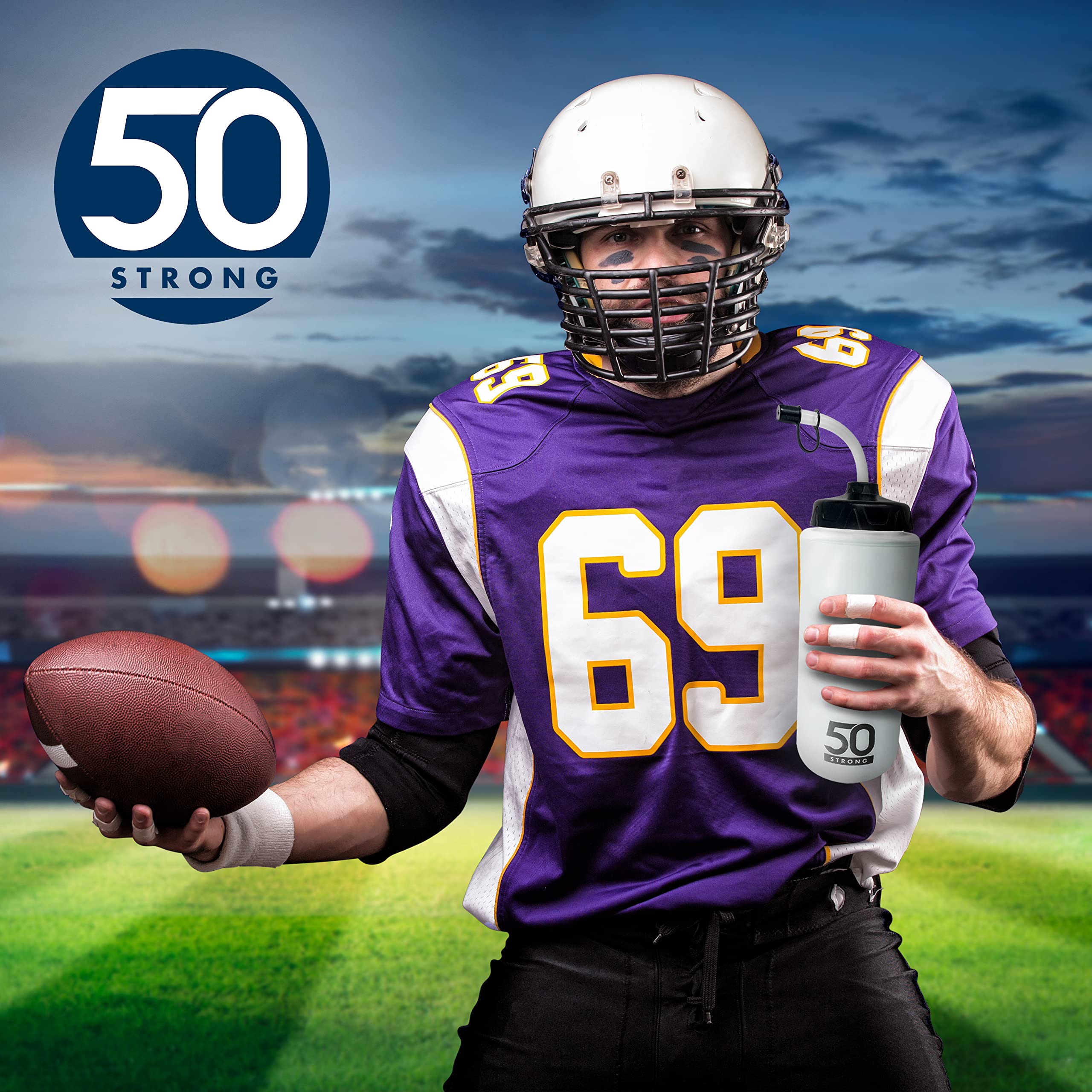 1 Liter Water Bottle With Straw | 6-Pack Hockey Water Bottle With Long Straw | Bulk Pack Easy Squeeze Bottles + Built In Finger