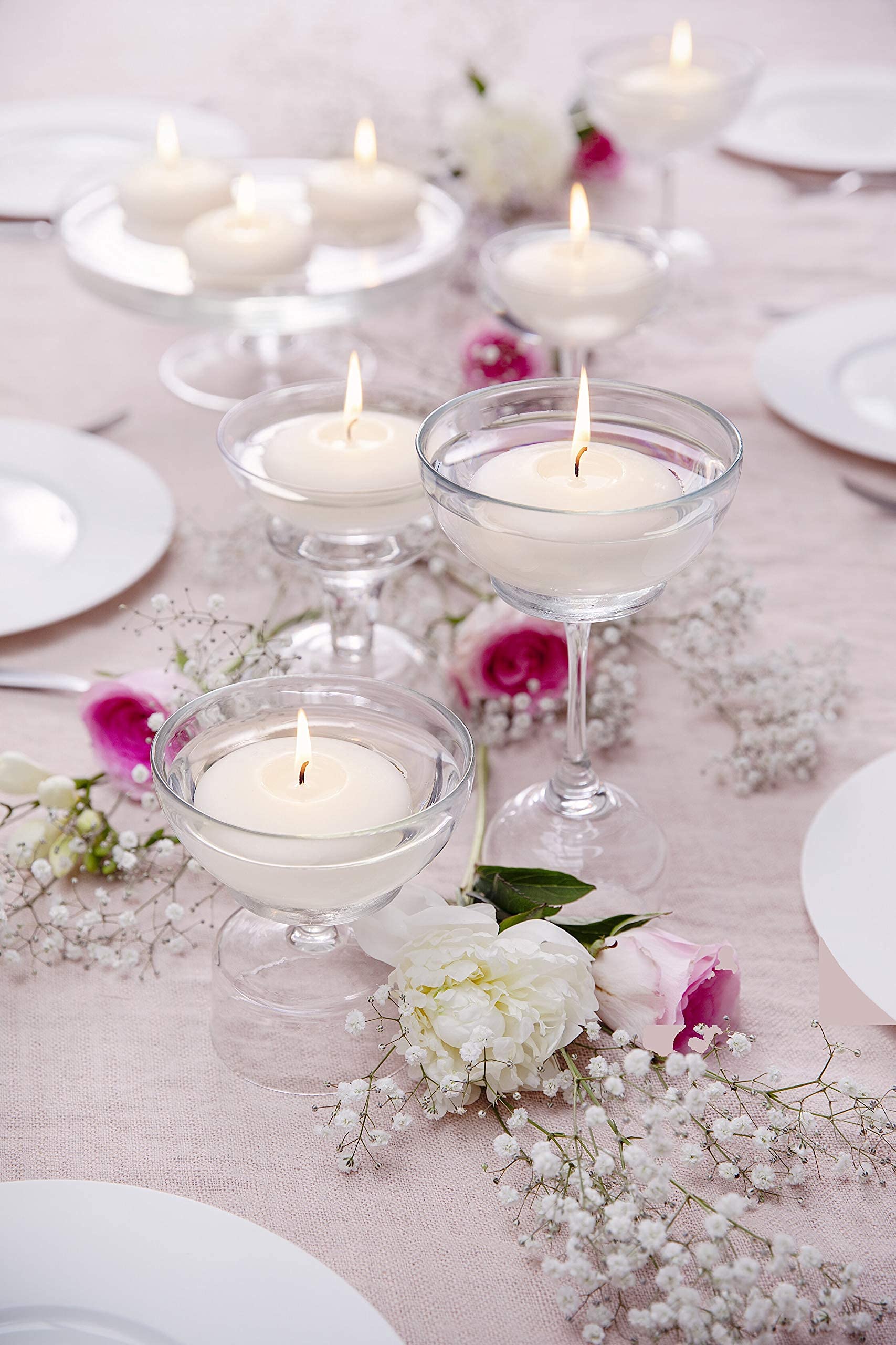 Bolsius White Floating candles 175 Inch - 20 Pack candle Set - 5+ Hours Burn Time - Premium European Quality - Smokeless & Dripless Smooth Flame - 100% cotton Wick - Beach  Wedding  & Party Accessory