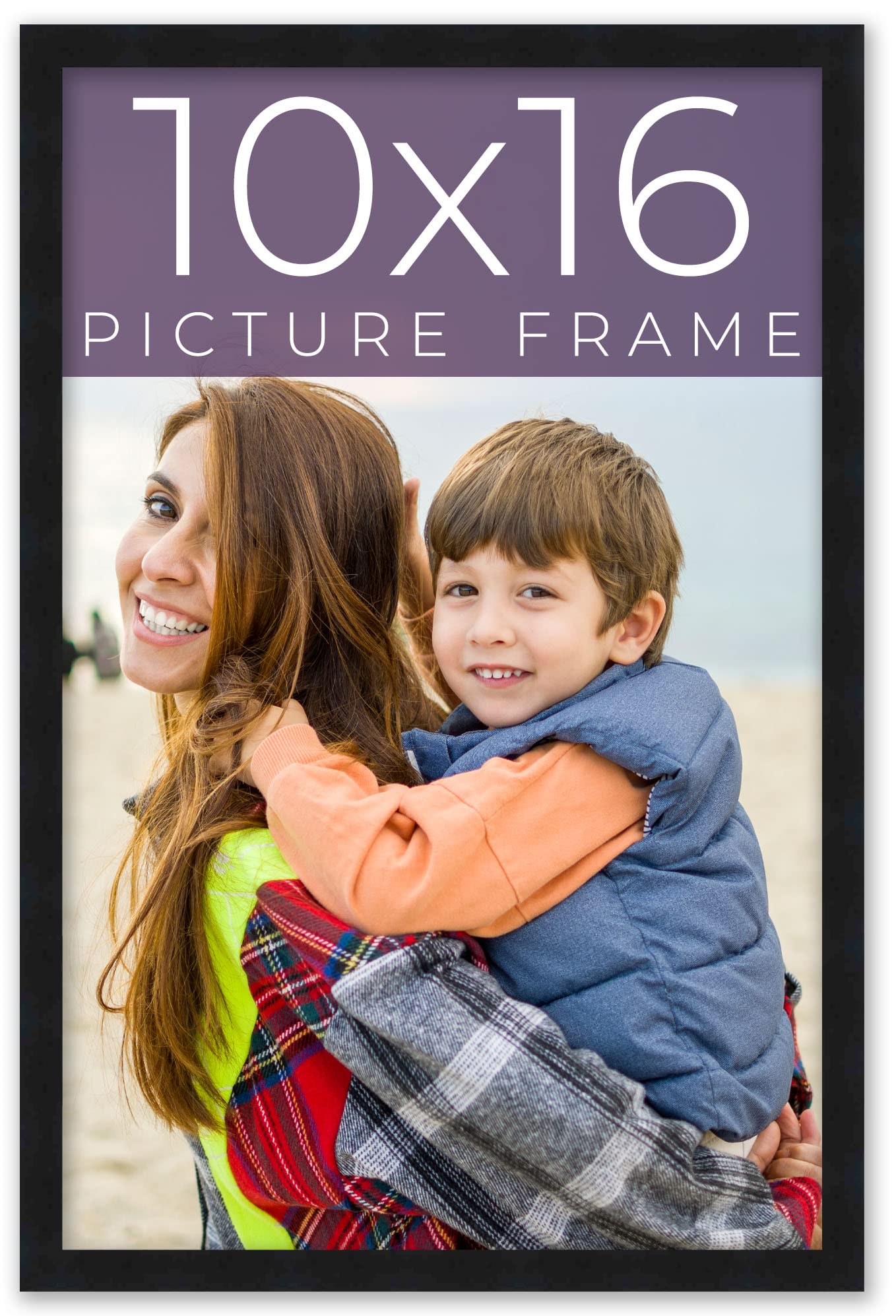 10x16 Frame Black Real Wood Picture Frame Width 0.75 Inches | Interior Frame Depth 0.5 Inches | Black Mid Century Photo Frame Co