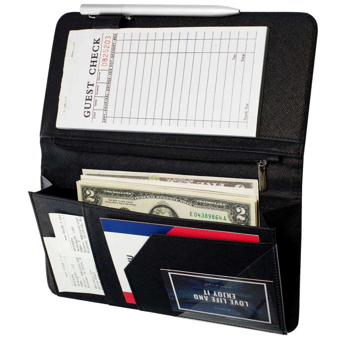 Closure Booklet Server Book with Zipper Pocket and Magnetic Closure Server Booklet Wai ...