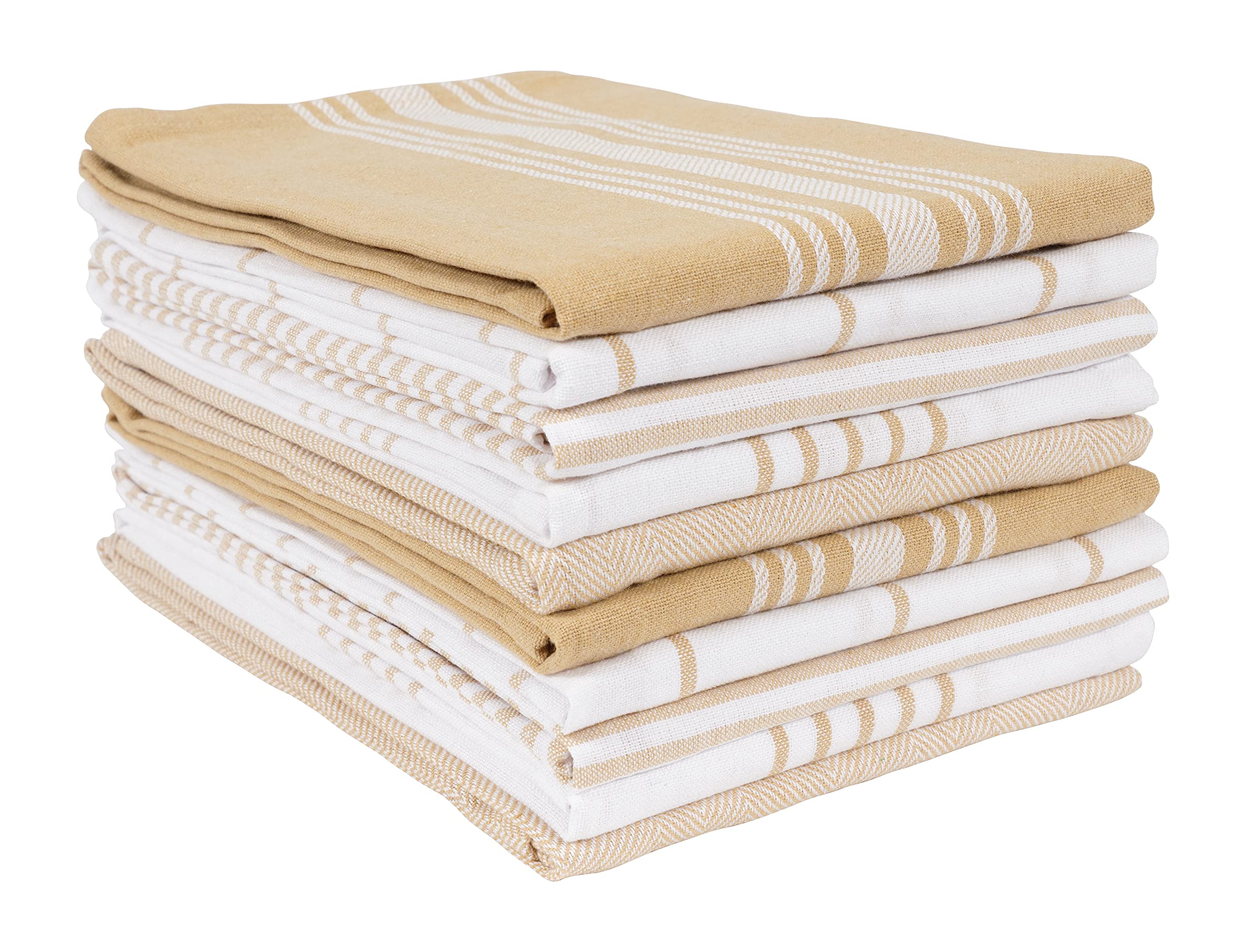 KAF Home Soho Kitchen Dish Towel Set of 10 | 18 x 28 Inch Tea Towels | Soft and Absorbent Mixed Set of Flat Towels (Beige)