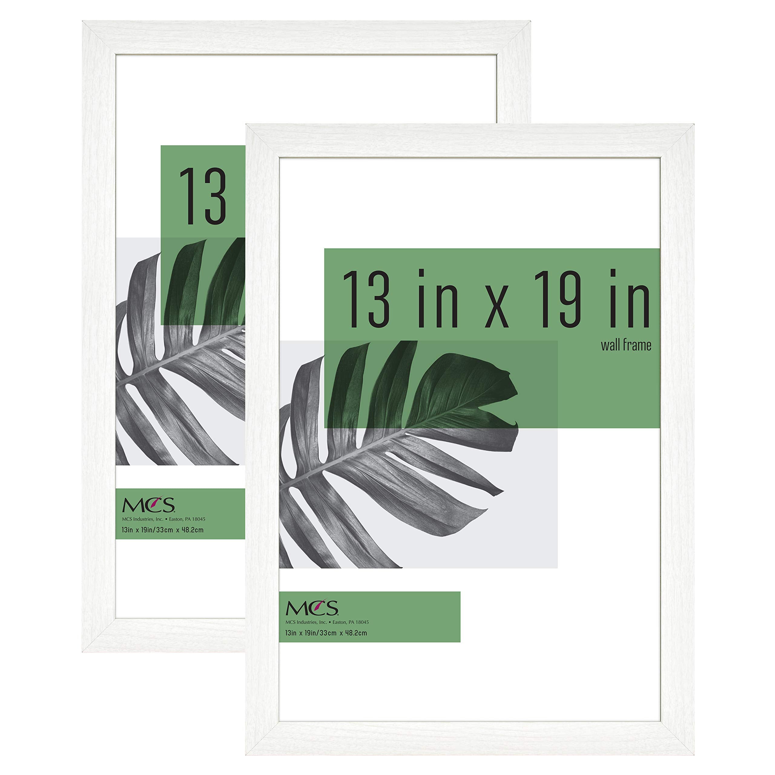 MCS Studio Gallery 13x19 Picture Frame White Woodgrain, Rectangle Photo Frame for Photos, Posters & Art Prints (2-Pack)