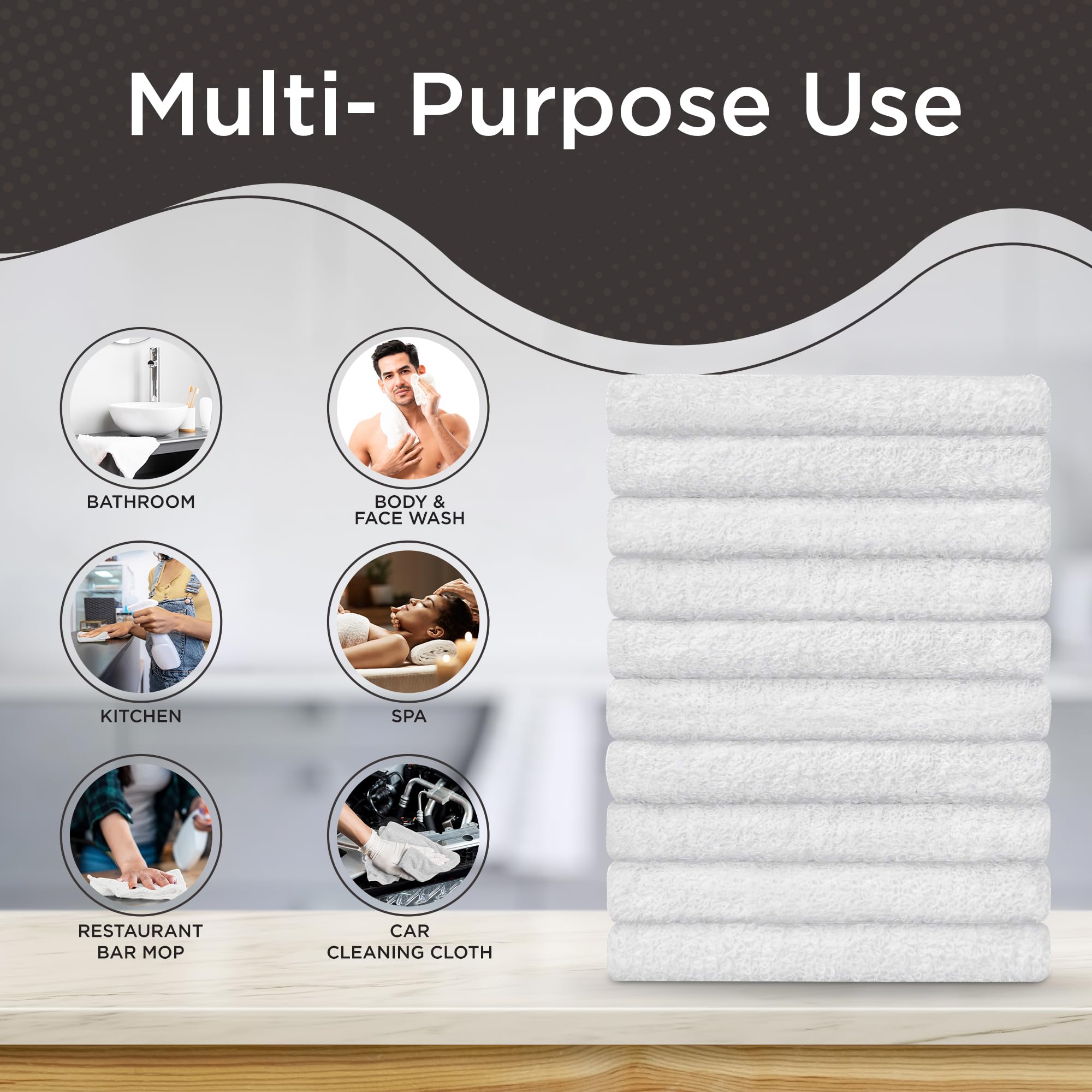 Decorrack 8 Pack 100% Cotton Face Towels, Ultra Absorbent 12 X 12 Inch Wash Cloths, 400 Gsm, Premium Quality, Soft Fingertip Tow