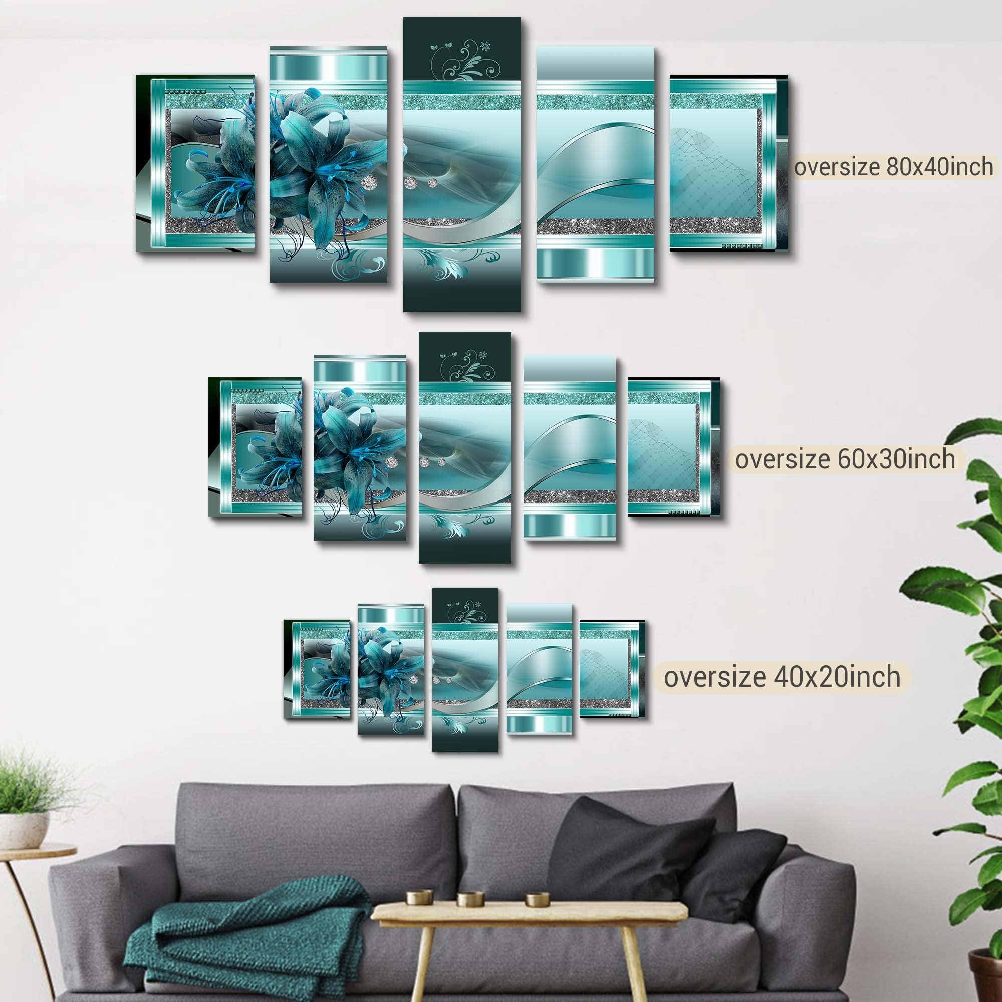 Luduhu Golden Orchid Flowers Canvas Print - Abstract Floral Wall Art Painting Decor For Home Decoration Artwork Picture Bedroom