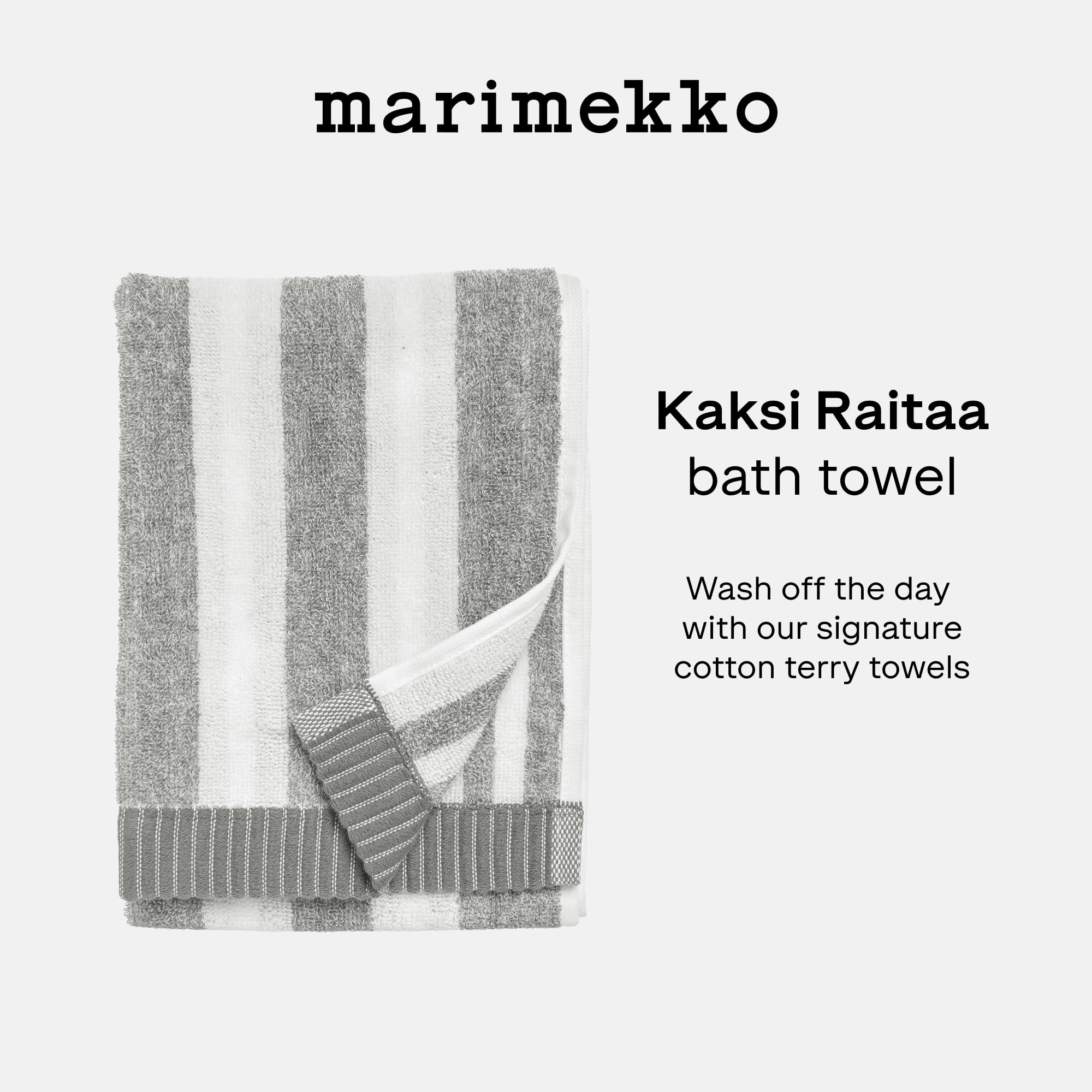 Marimekko Kaksi Raitaa Terry Cotton Bath Towel (Grey) - Nimikko & Ujo Patterned Bath Towels - 59 In X 28 In
