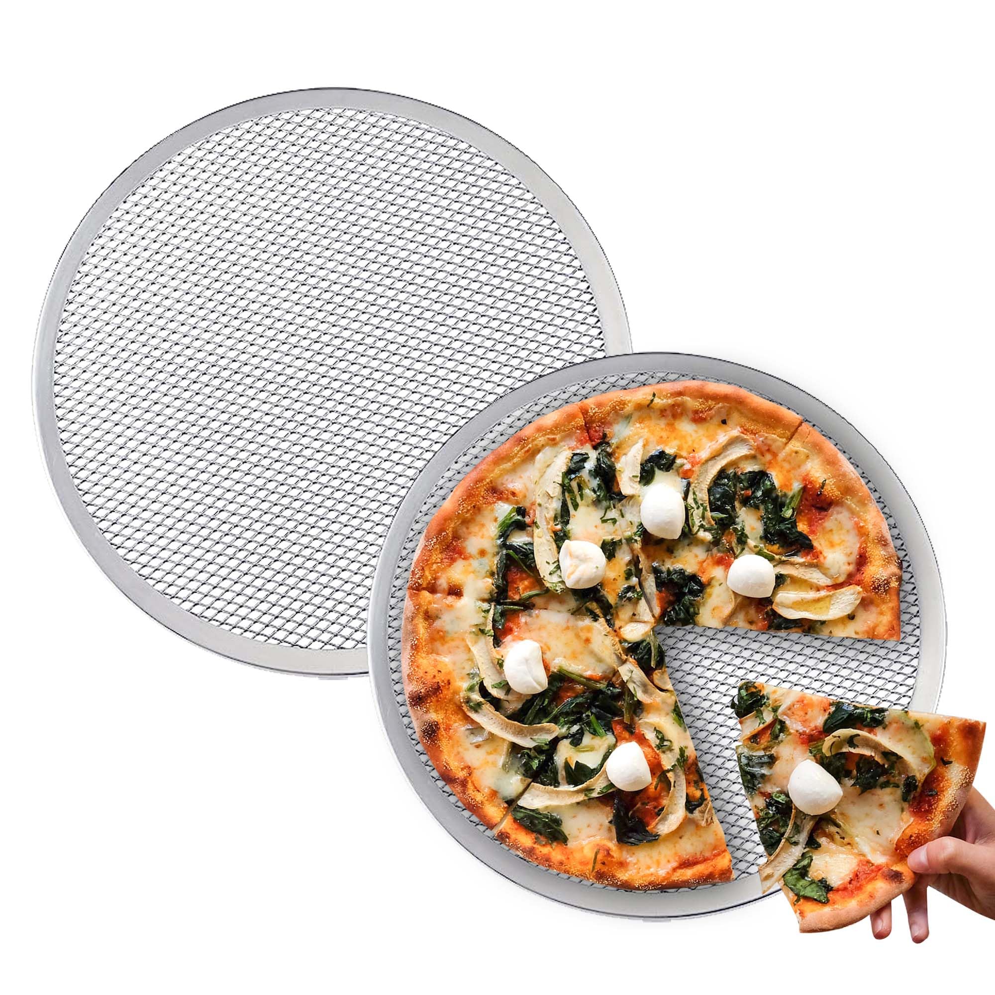 Yeuikerr 2 Pack 12 Inch Pizza Screen Non-Stick Bakeware Baking Screen, Aluminum Pizza Pan With Holes Pizza Mesh, Seamless