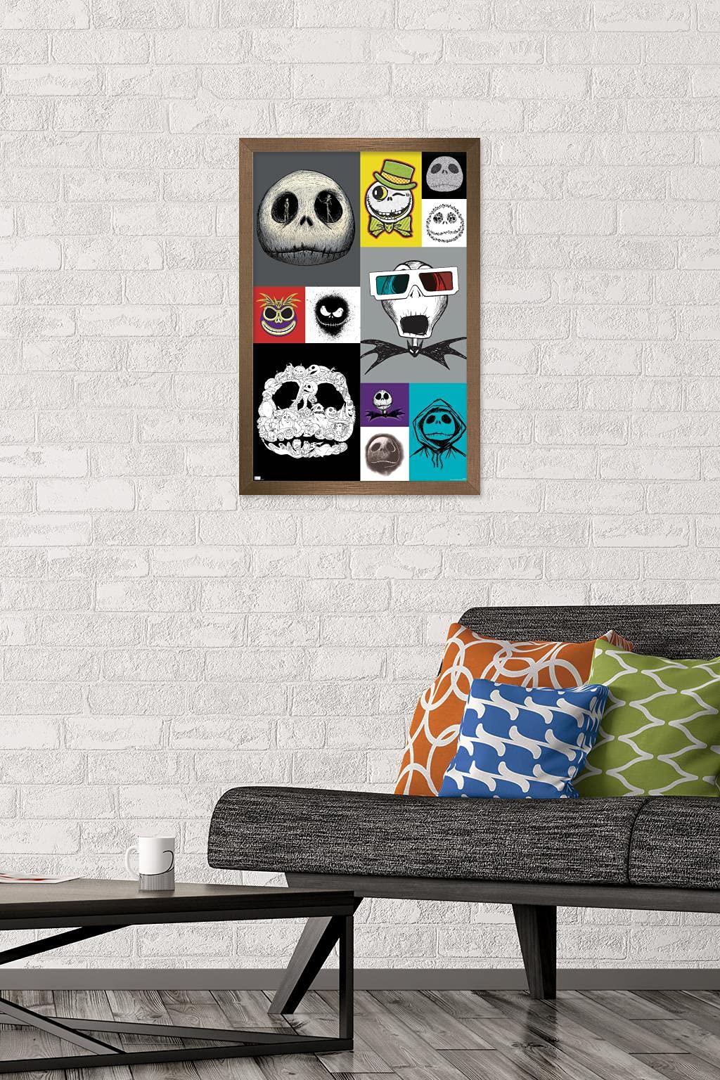 Trends International Disney Tim Burton'S The Nightmare Before Christmas - Jack Grid Wall Poster, 14.72'' X 22.37'', Bronze Frame