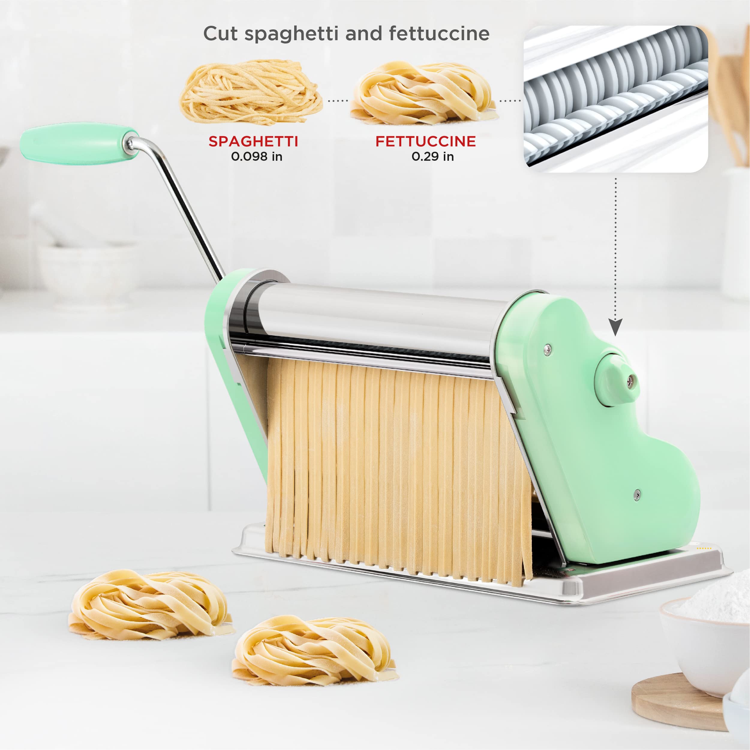 Pastalinda Classic 260 Pasta Maker Machine, 26 Cm Wide Rollers, 9 Thickness Positions, 2 Cutting Positions, Stainless Steel. Inc