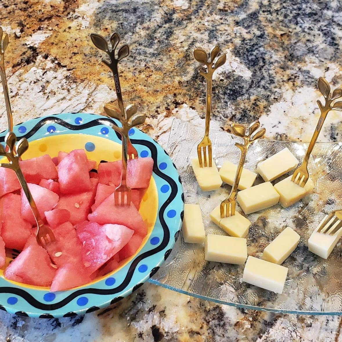 Gold Stainless Steel Dessert Fruit Forks Set Of 8, Tableware Flatware Party Supplies, 4.7 Inch Specialty Demitasse Stirring Spoo