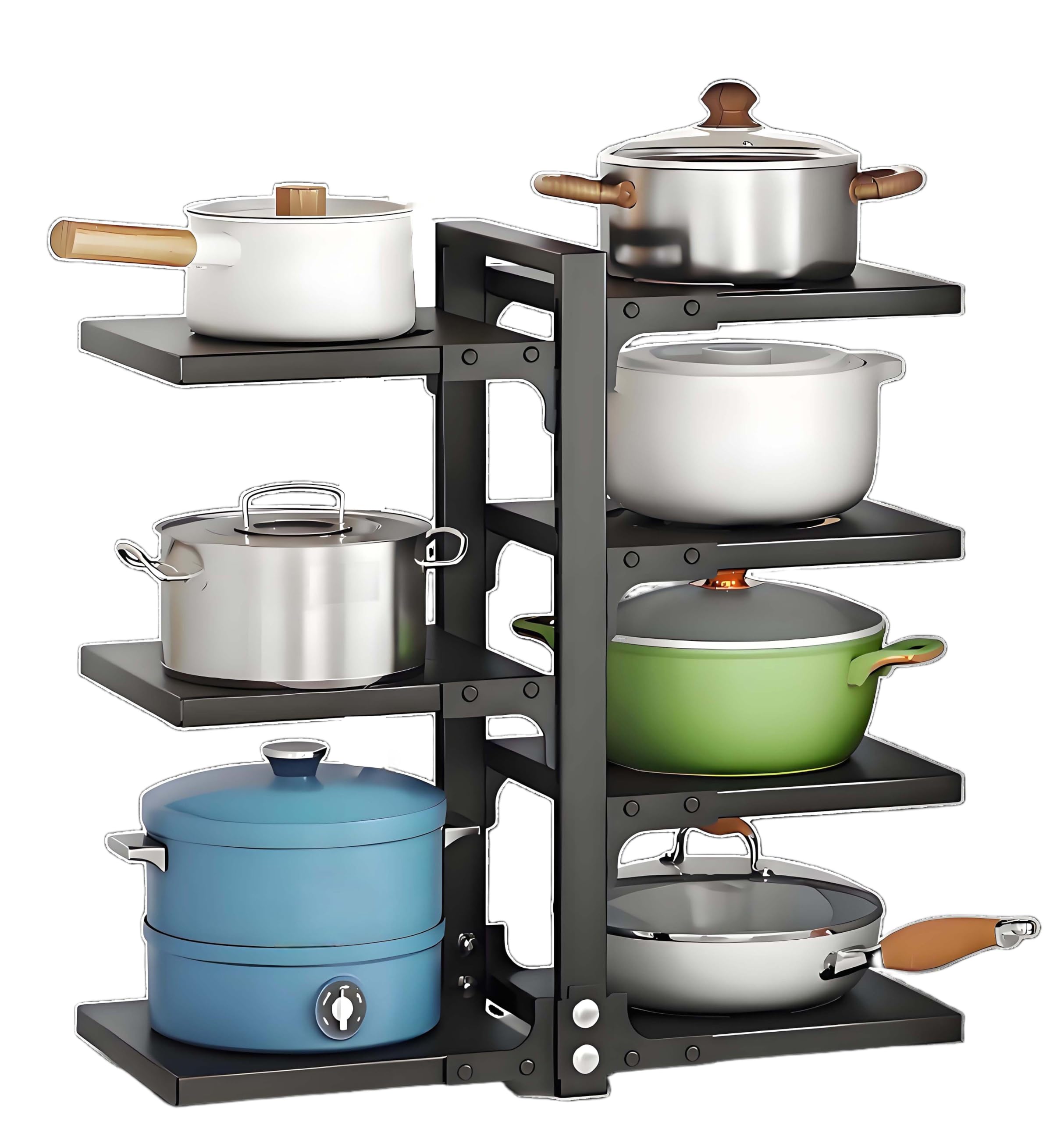 Mnftive adjustable Pot and Pan Organizer for Cabinets  kitchen cabinet No Drill Storage Rack, Fits 24 Inch Deep Shelves, Space 