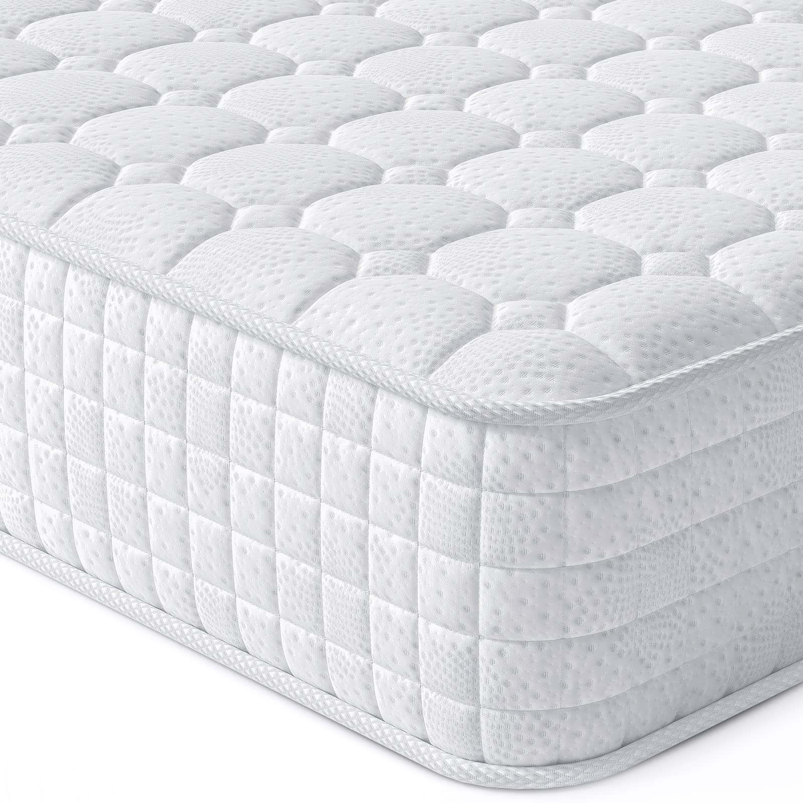Vesgantti Full Mattress 10 Inch Innerspring Multilayer Hybrid Full Mattress - Ergonomic Design with Memory Foam and Pocket Spring Mattress Full Size  Medium Firm Feel  White