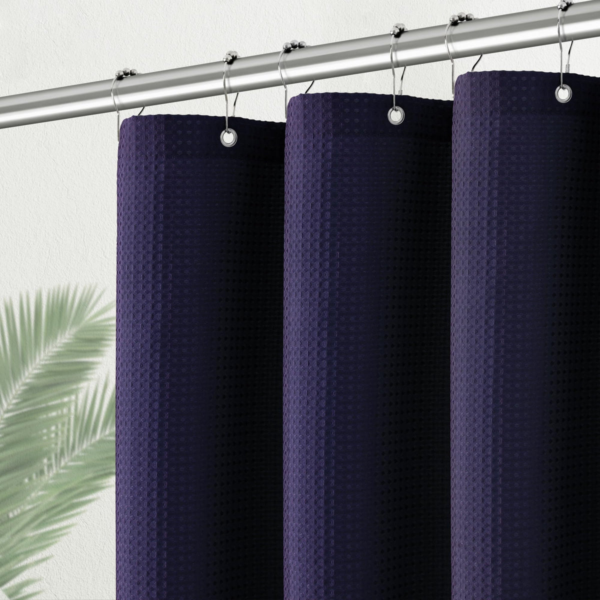 Pangsinne Purple Stall Shower Curtain Waffle Weave Fabric, Luxury Waterproof Shower Curtains, 256Gsm Heavy Duty Camper Shower Cu