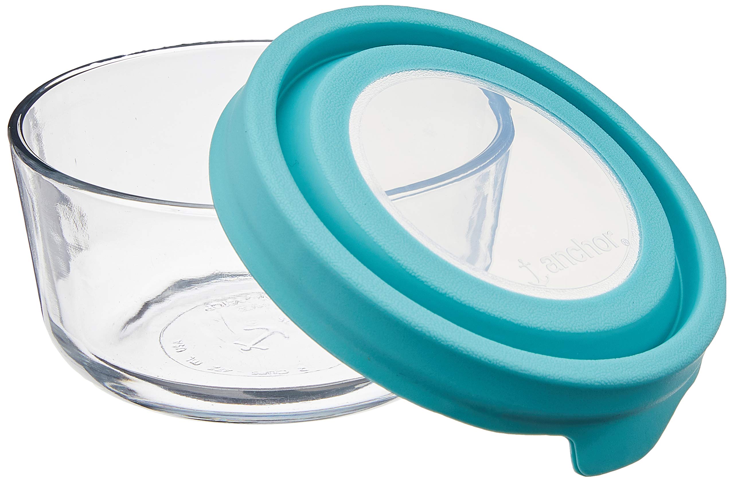 Anchor Hocking Trueseal Round Glass Food Storage Containers With Airtight Lids, Mineral Blue, 6 Piece Set (3 Containers With Lid