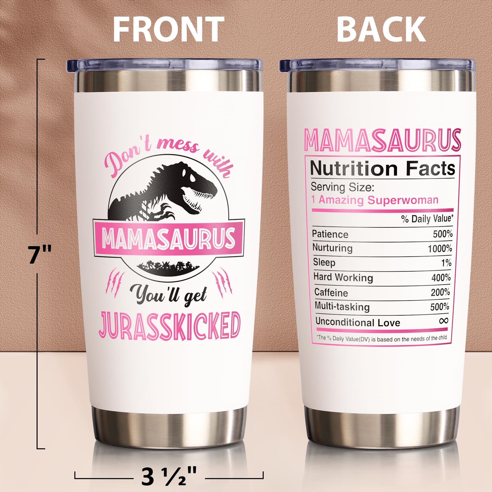 Fimibuke Christmas Gifts For Mom From Daughter, Son - 20 Oz Tumbler Mom Gifts For Mom, Mother-In-Law, Wife, Women - Mamasaurus I