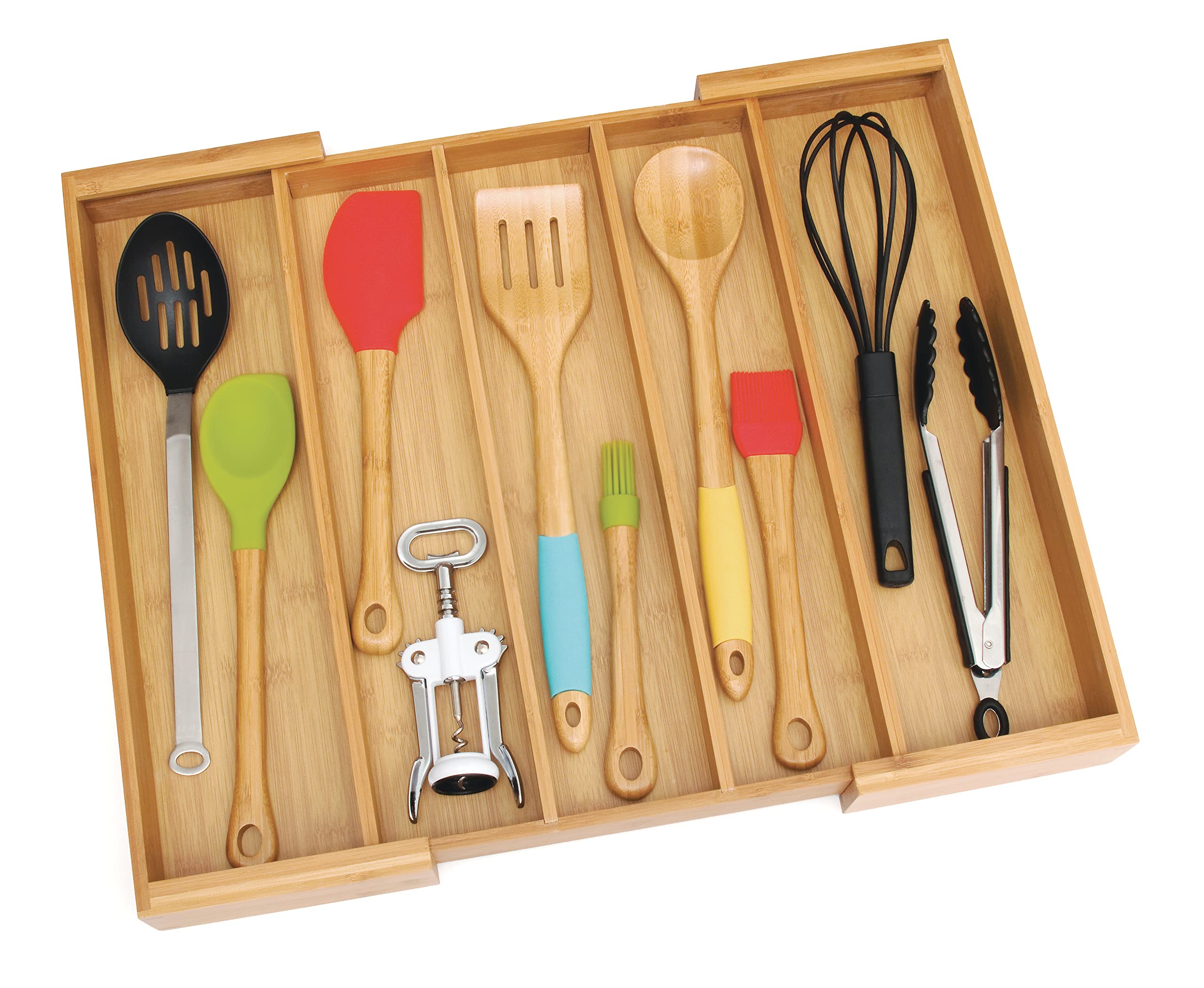 Lipper International 8892 Bamboo Wood Expandable To 22-1/4'' Utensil Organizer