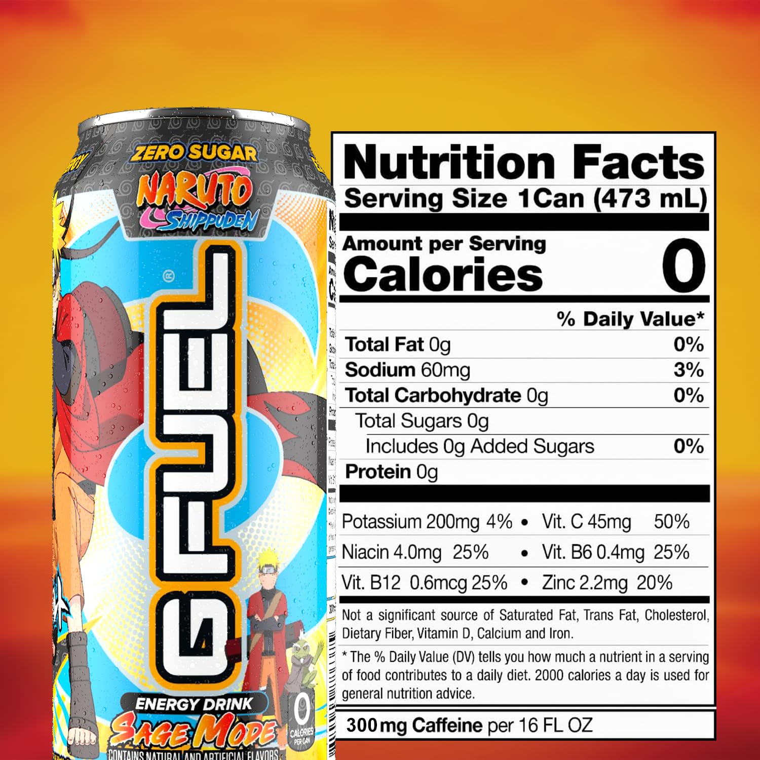 G Fuel Sage Mode Energy Drink, 16 Oz Can, 12-Pack Case, Inspired By Naruto Shippuden