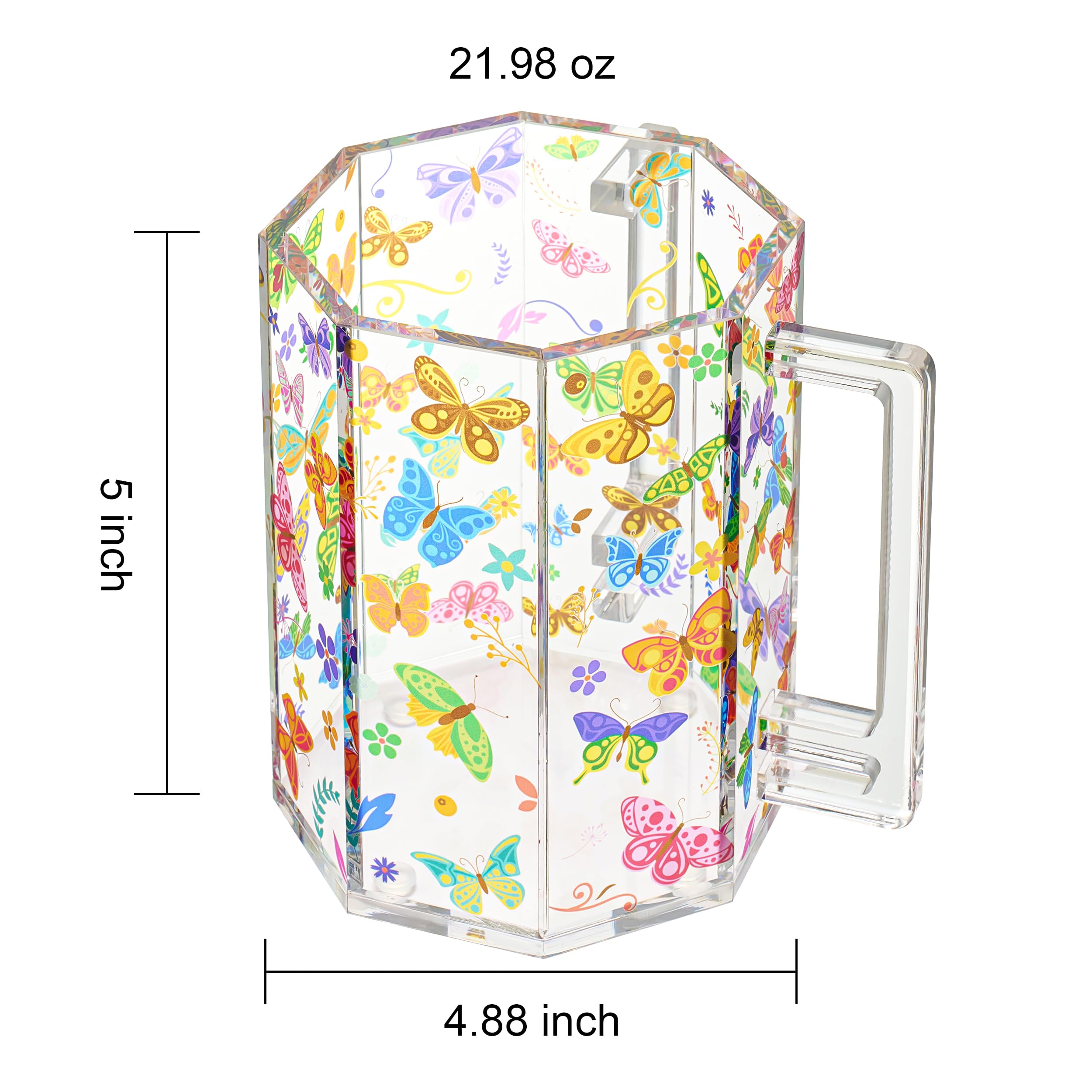 Butterfly Lucite Acrylic Washing Cup with Dual Handles