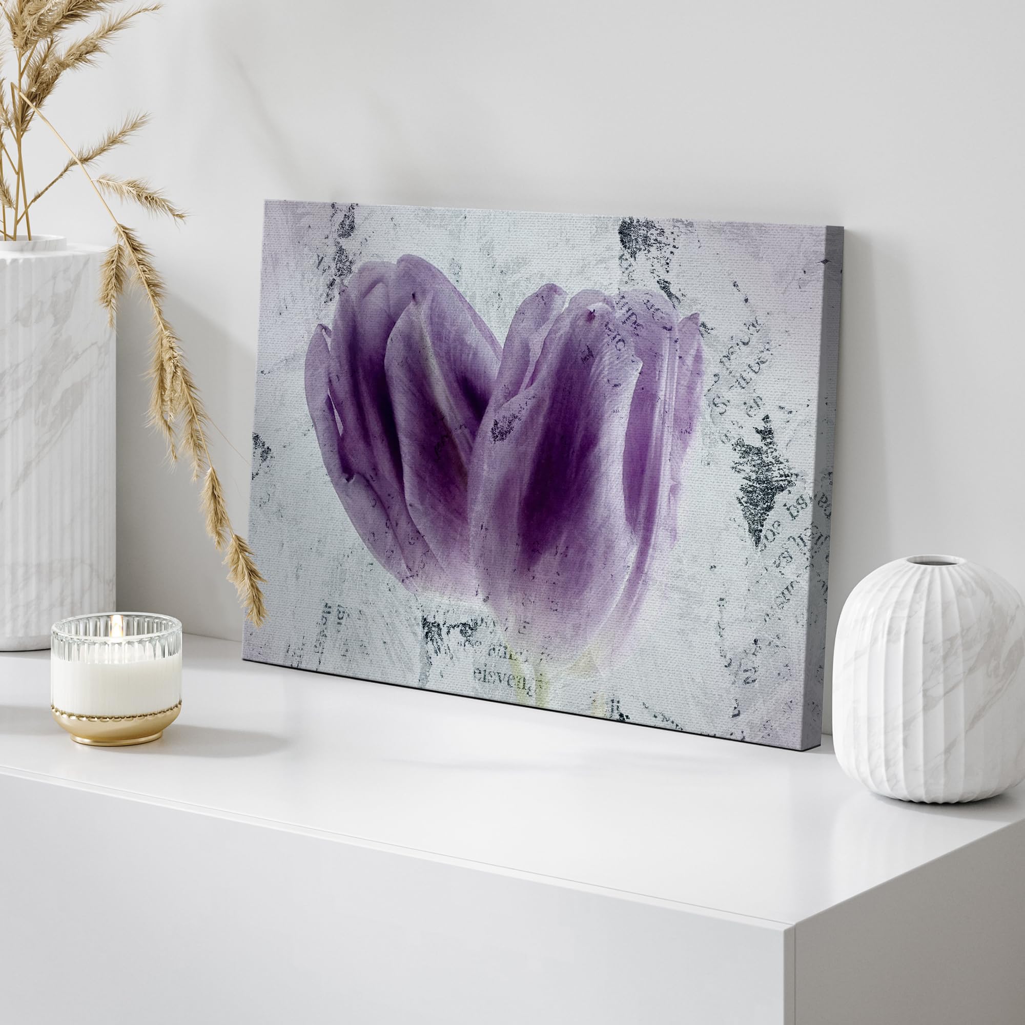 Wall26 - Canvas Wall Art - Two Purple Tulip Flower Petals - Gallery Wrap Modern Home Art | Ready To Hang - 24X36 Inches
