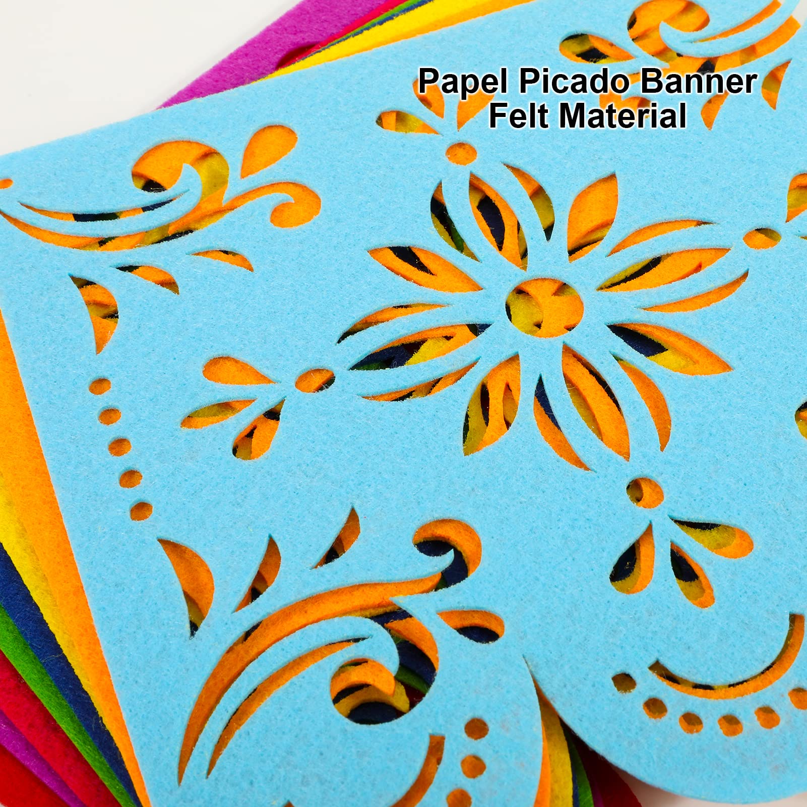Qpout 2 Mexican Fiesta Party Decorations Banners, Felt Cinco De Mayo Decorations Banner, Day Of The Dead Decor Papel Picado Bann