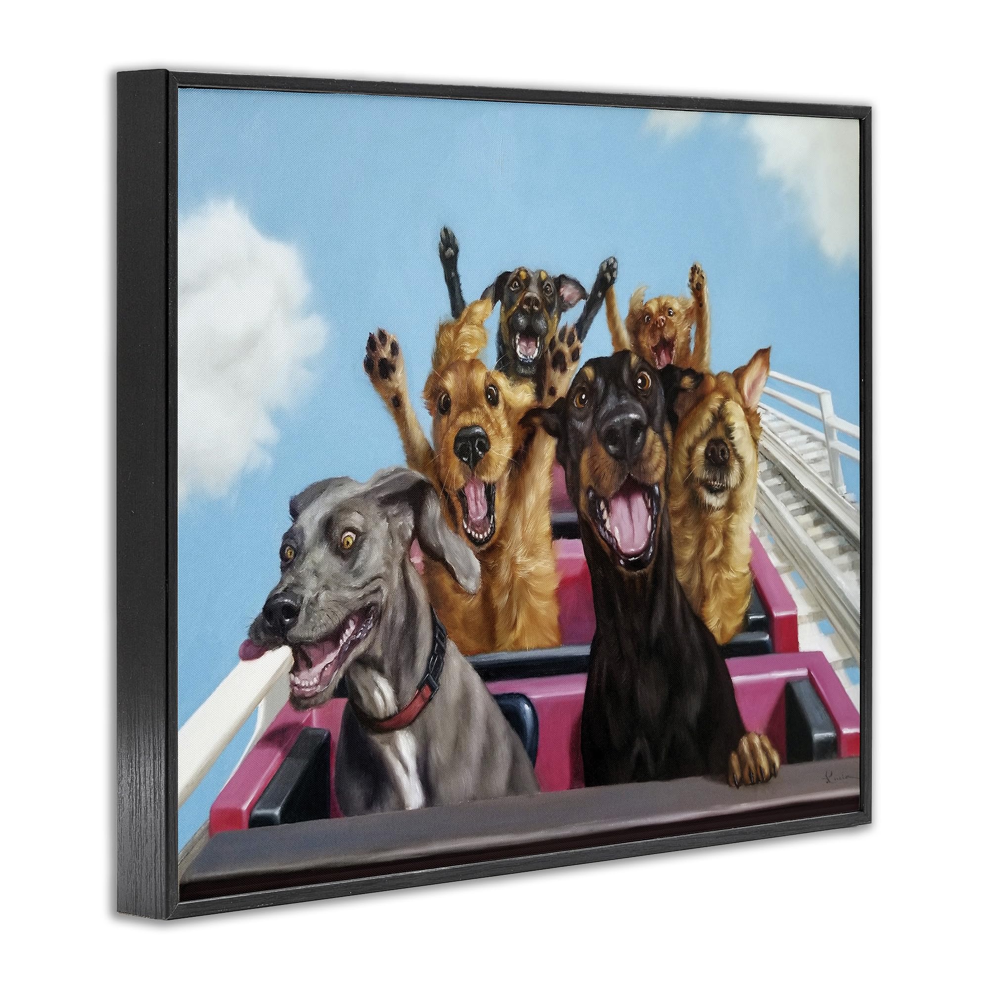 Stupell Industries Dogs Riding Roller Coaster Funny Amusement Park