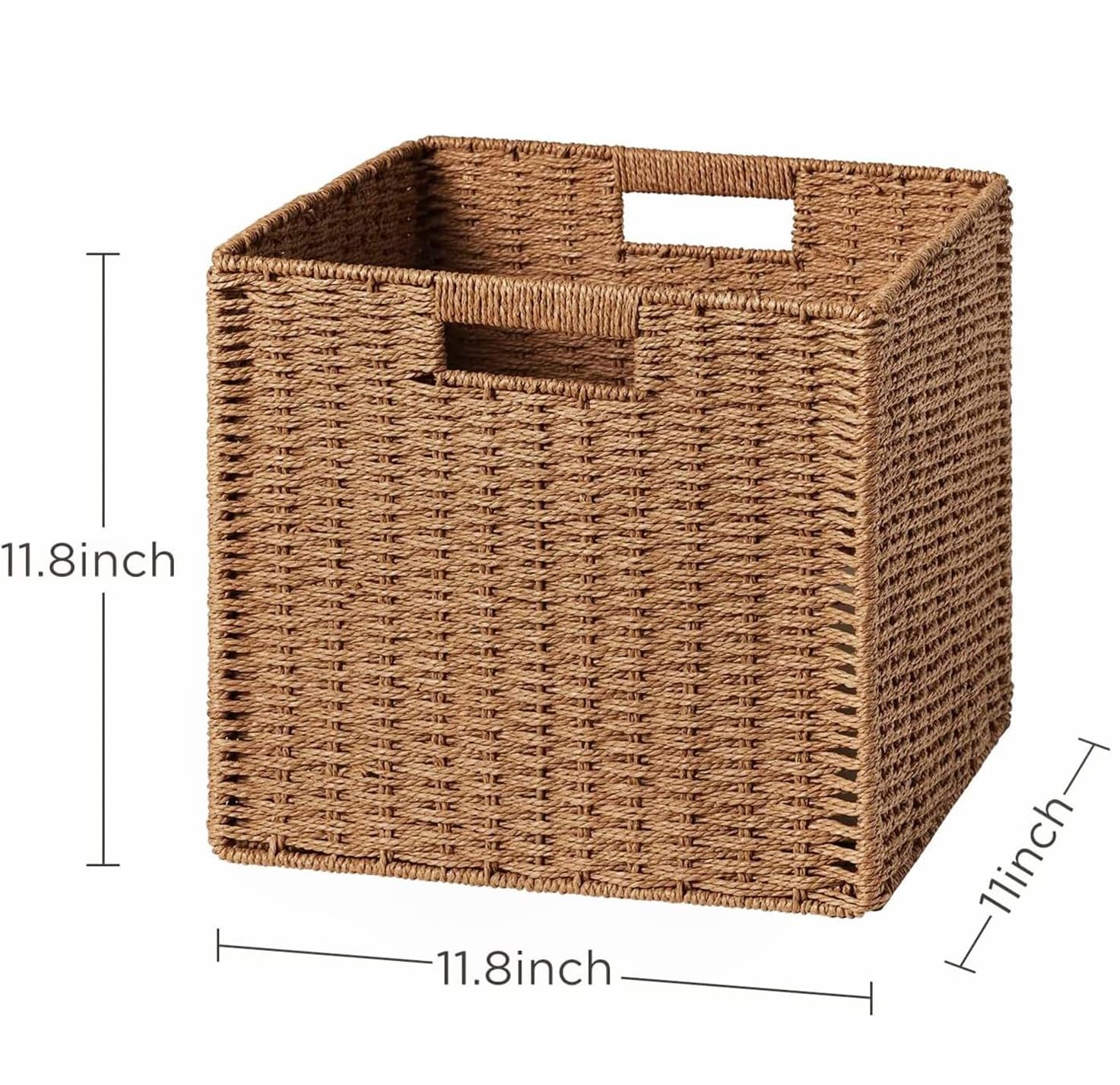 Ubbcare 2 Pack Wicker Basket, 11.8L  11.8H  11W Inch Woven Paper Rope Storage Baskets For Shelves, Foldable Cube Storage Bin Wit