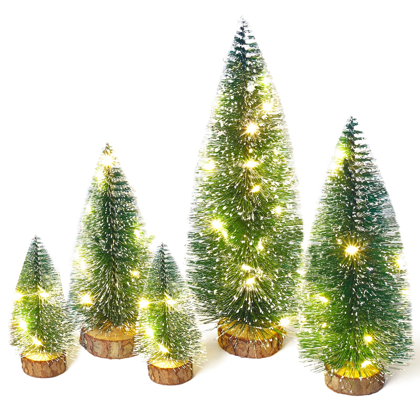 Mini Christmas Tree with Lights, Small Table Top Decorations, Desktop Miniature Pine Tree Xmas Holiday Decor Indoor Home, Bottle