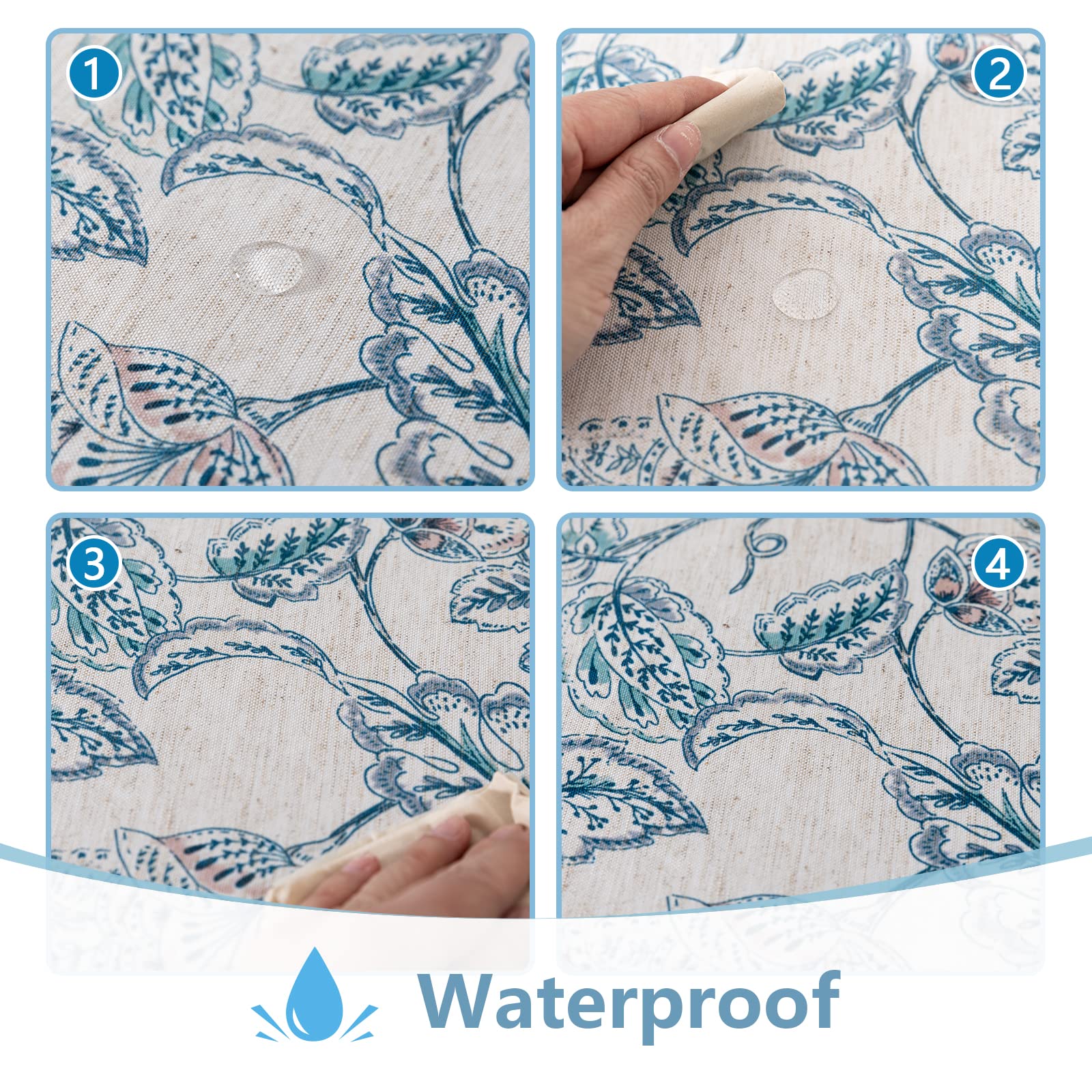 Mysky Home Waterproof Tablecloth Rectangle 60X84 Inch Rustic Burlap Tablecloth Spring Floral Linen Table Cover Farmhouse Decorat