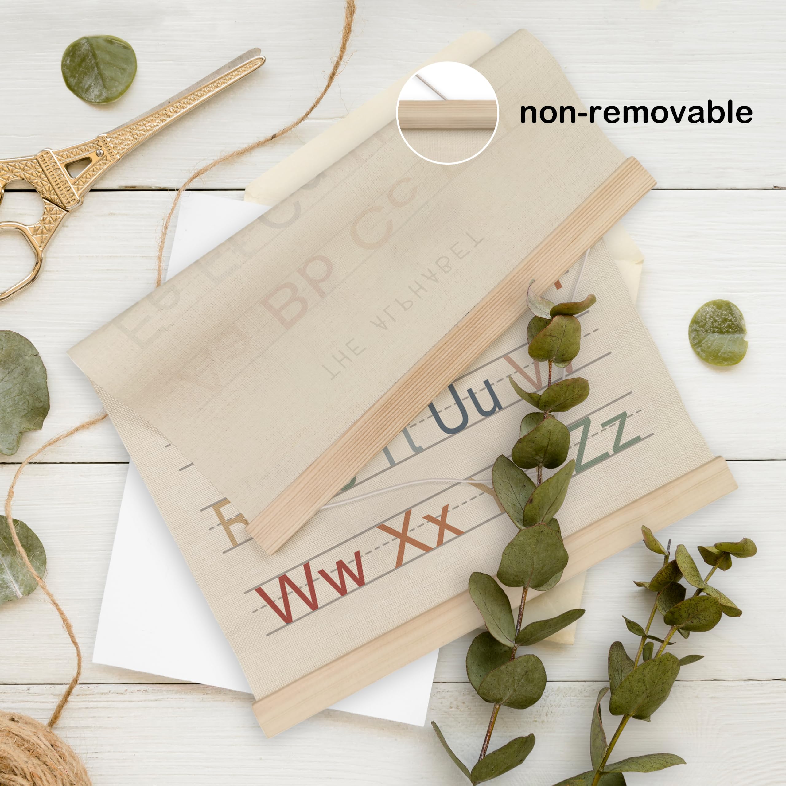 Hrqko Alphabet Numbers Poster Hanger Frame Set Of 2, Nursery Wall Decor, Abc Banner Poster Wall Art With Wooden Frames, Alphabet