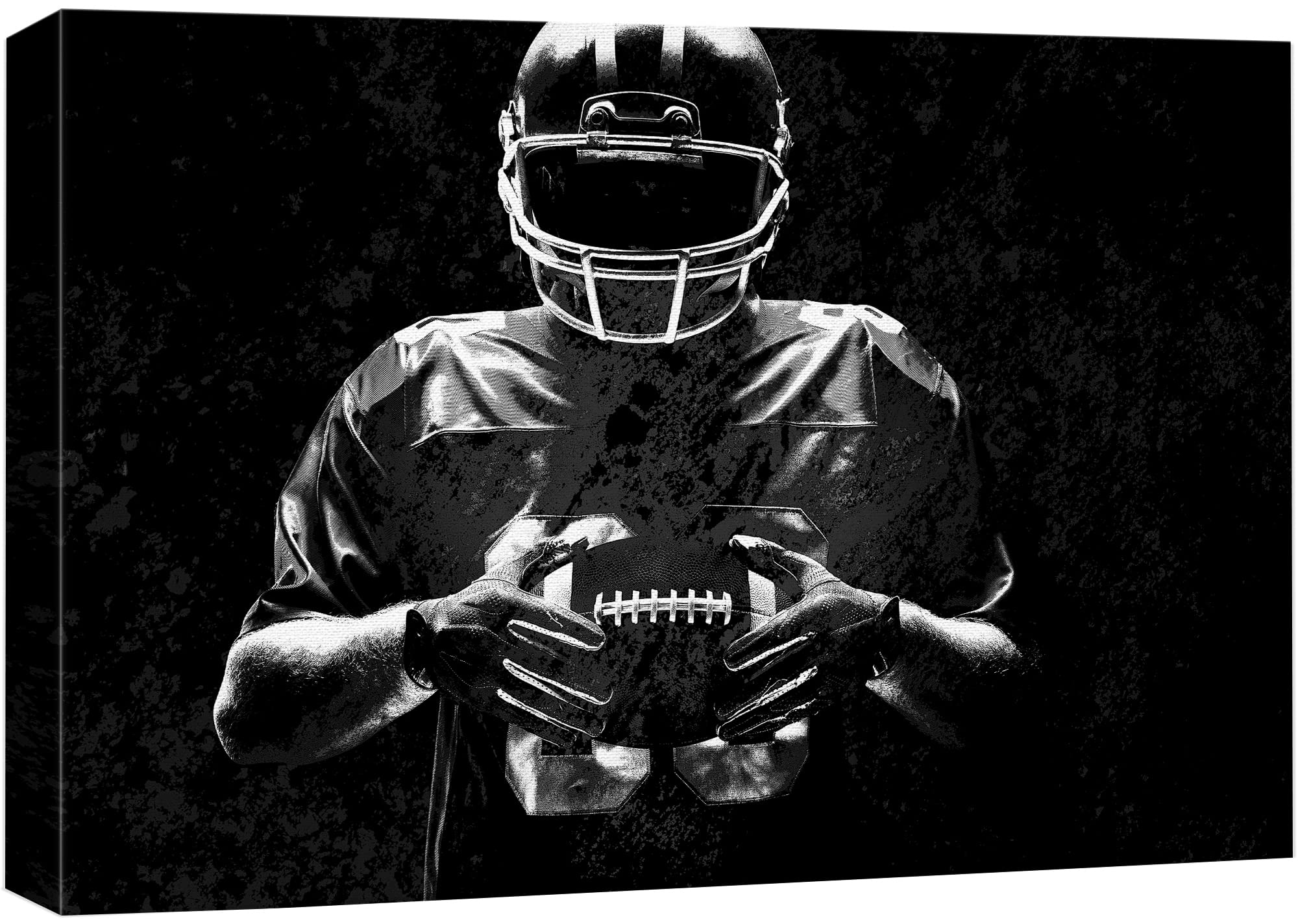 Wall26 Canvas Print Wall Art Black White Shadow Football Player Portrait Sports & Fitness Athletes Photography Realism Boy'S Bed
