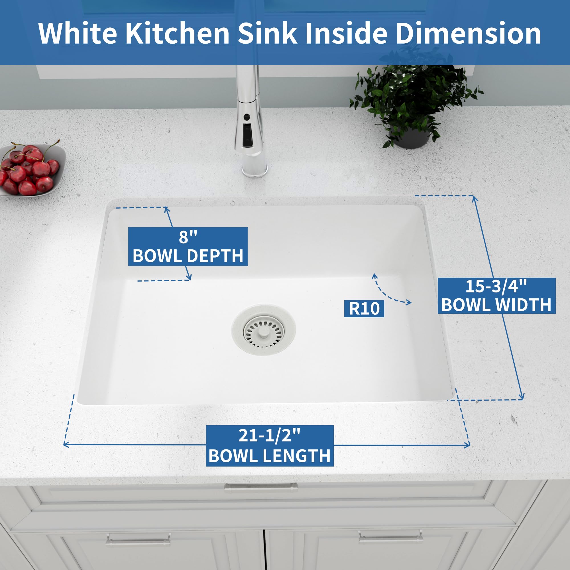 Monsinta Bar Sink, Undermount Kitchen Sink, 23 Inch White Bar Sink, Bar Sink Undermount With Accessories, Granite Kitchen Sink,