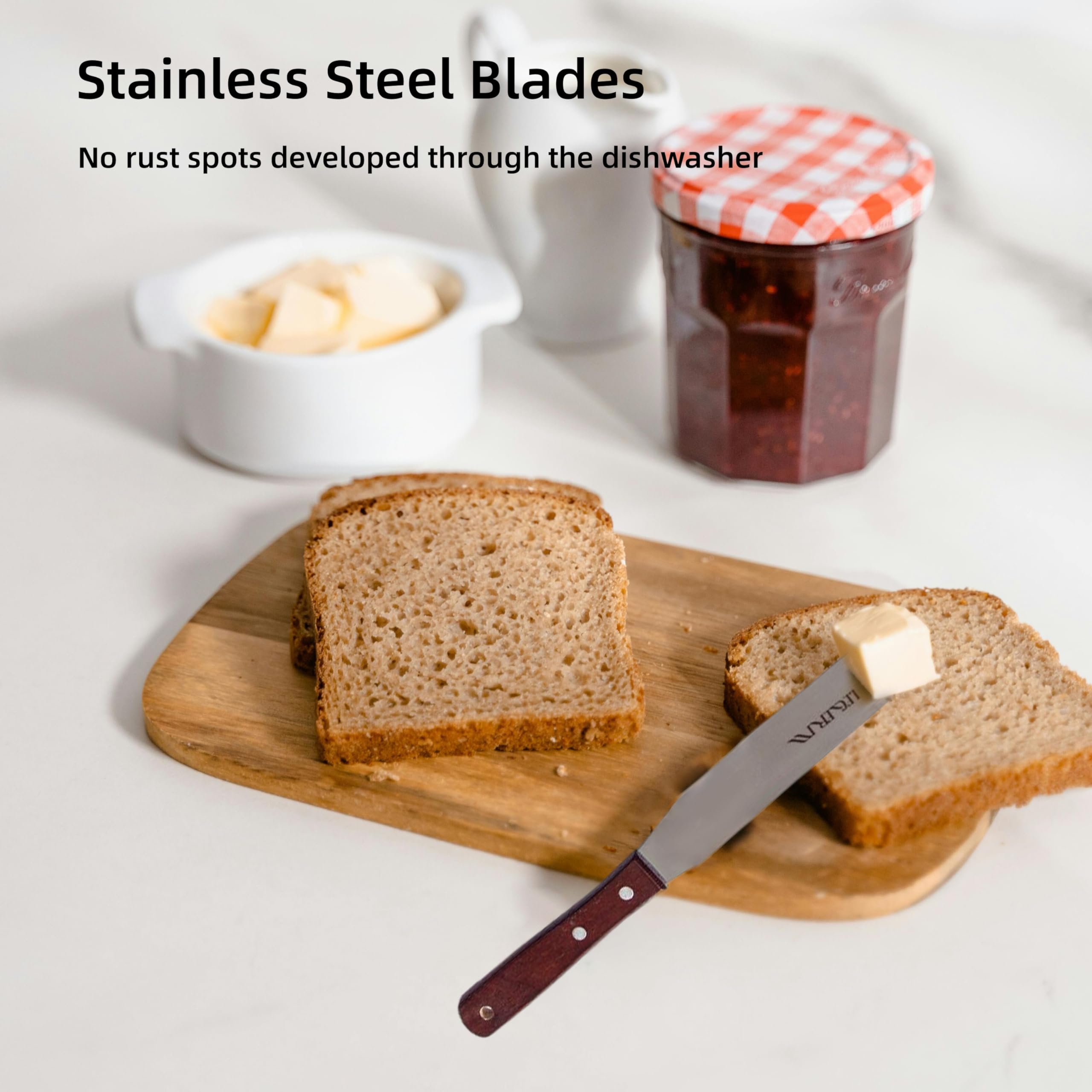 Straight Icing Spatula Stainless Steel Baking Set Of 6'', 8'' & 10'' Wooden Handle Cake Decorating Frosting Spatulas