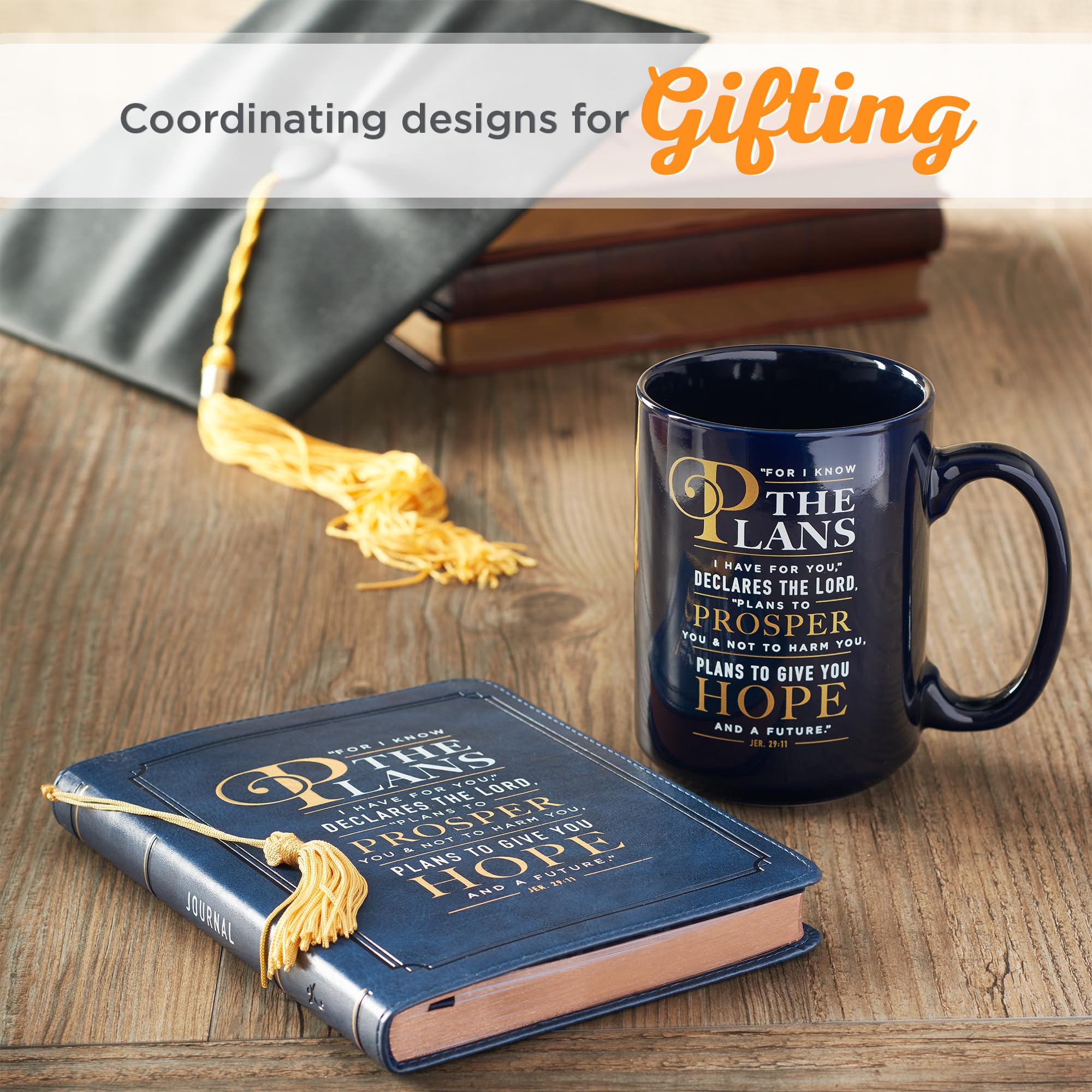 Christian Art Gifts Large Ceramic Coffee & Tea Mug for Men  Women & Graduates: I Know the Plans: Jeremiah 29:11 Inspirational Bible Verse  Sturdy Dishwasher & Microwave Safe Cup  Navy Blue  14 oz.