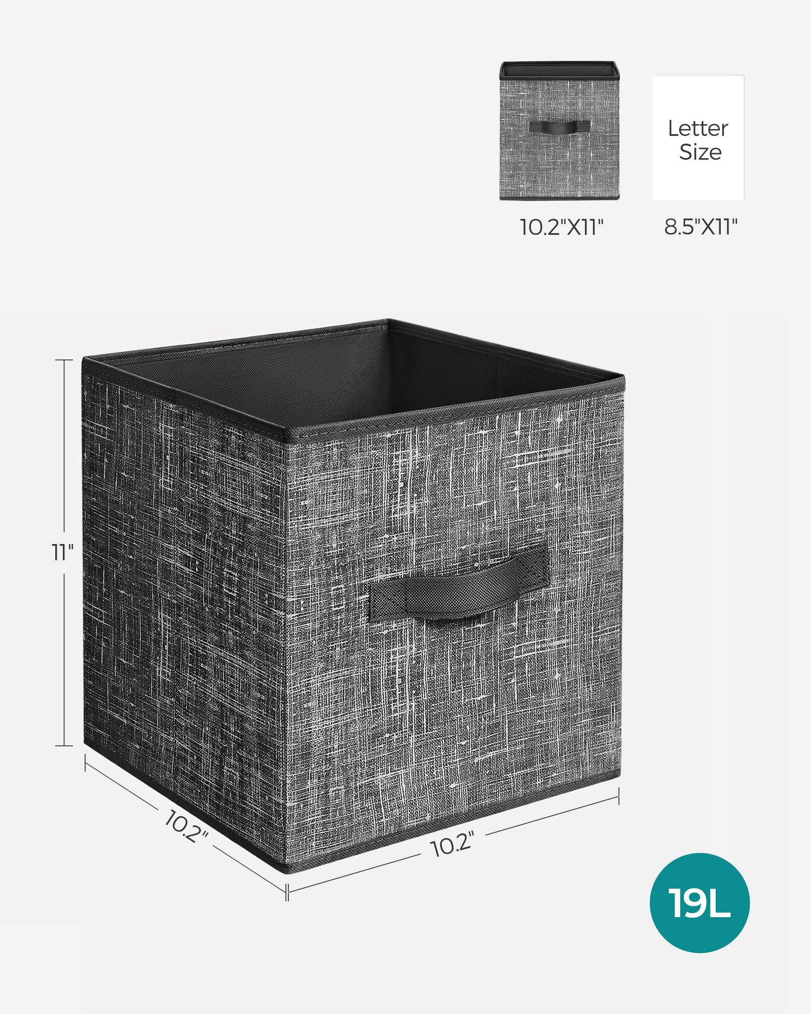 Songmics Storage Cubes, 11-Inch Non-Woven Fabric Bins With Double Handles, Set Of 6, Closet Organizers For Shelves, Foldable, Fo