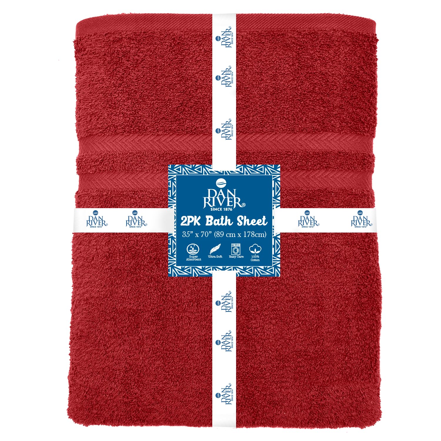 Dan River Bath Sheets Set Of 2 - 550 Gsm Ultra Soft & Highly Absorbent Sheets - 100% Cotton Jumbo Large Bath Towels For Bathroom