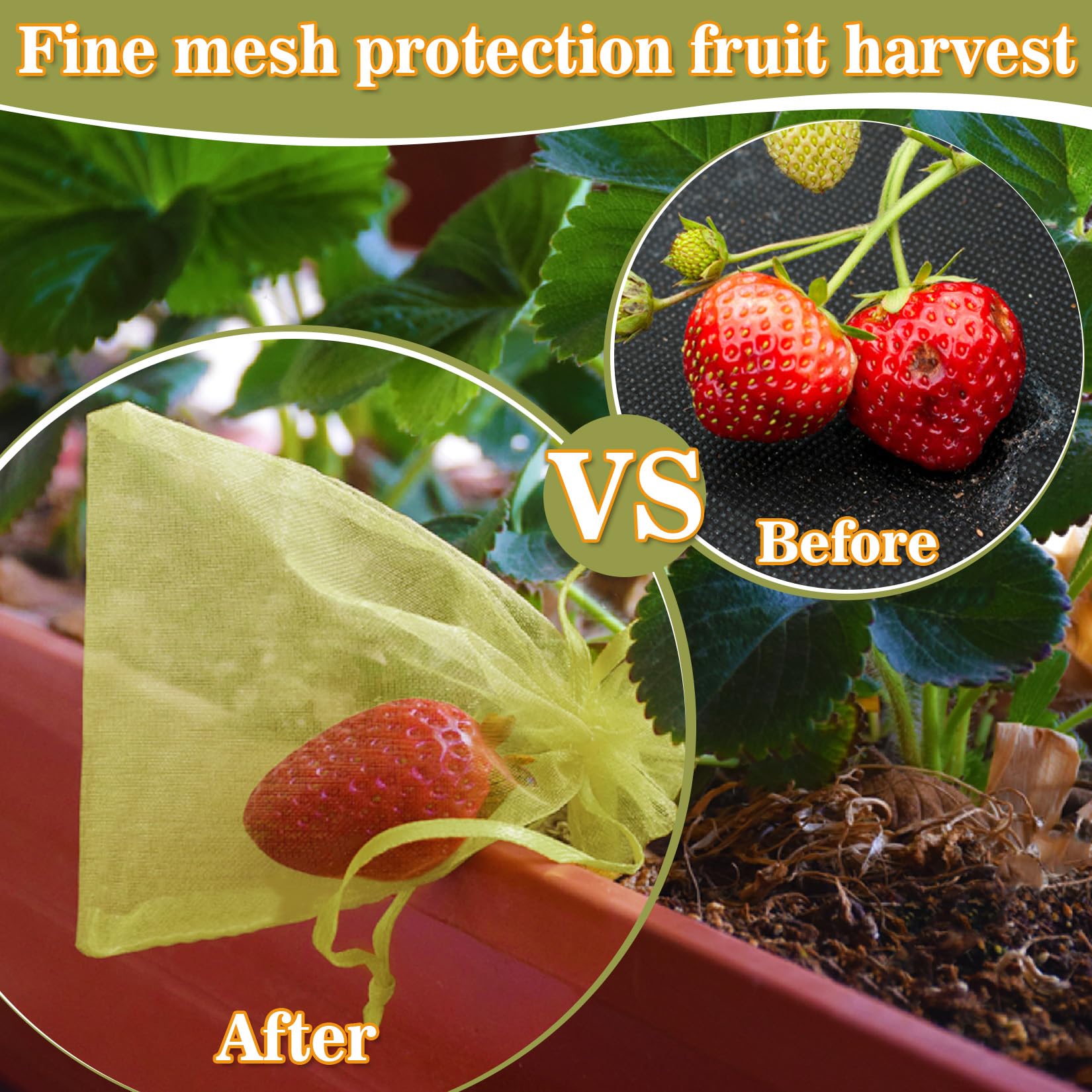 Sukh 50Pcs Fruit Protection Bags - 6 ''X8 '' Fruit Cover For Fruit Tree Netting Fruit Nets To Protect Fruit Mesh Fruit Bags Orga