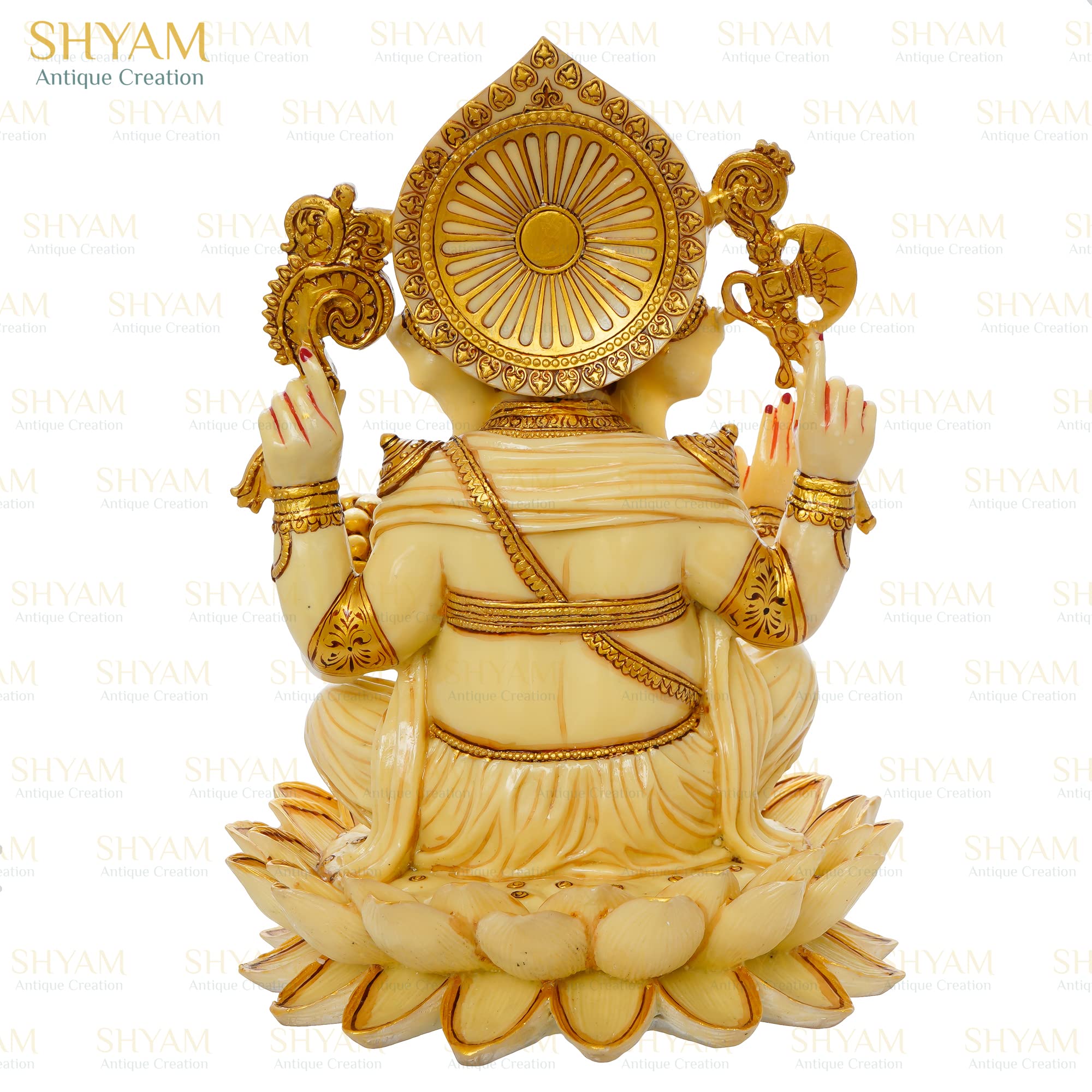 Shyam Antique Creation 12 Action Large Lord Ganesha Statue For Home Decor Marble Ganesha Idol On Lotus Ganesh Ji Marble Dust Ido