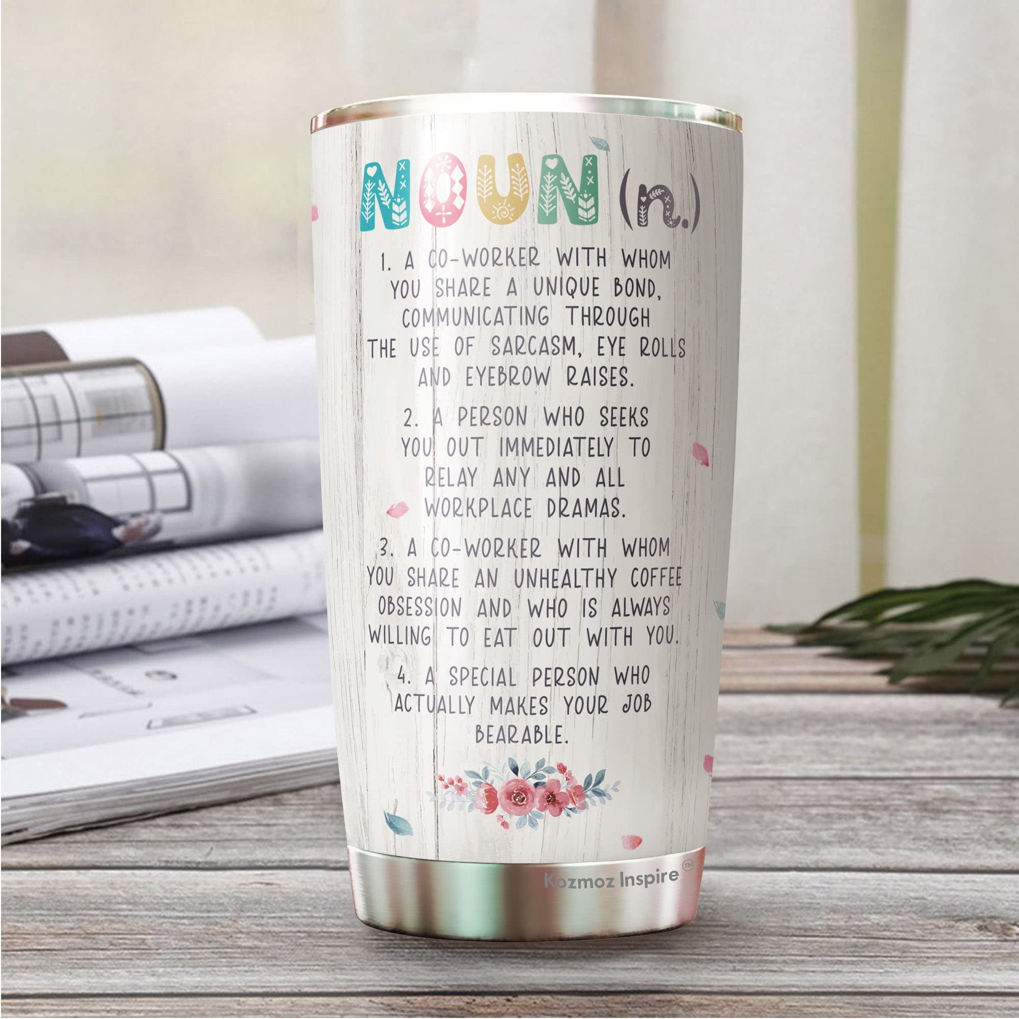 Kozmoz Inspire Work Bestie Definition Tumbler 20 Oz - Work Bestie Cup, Work Bestie Gifts For Women - Gifts For Coworkers Leaving