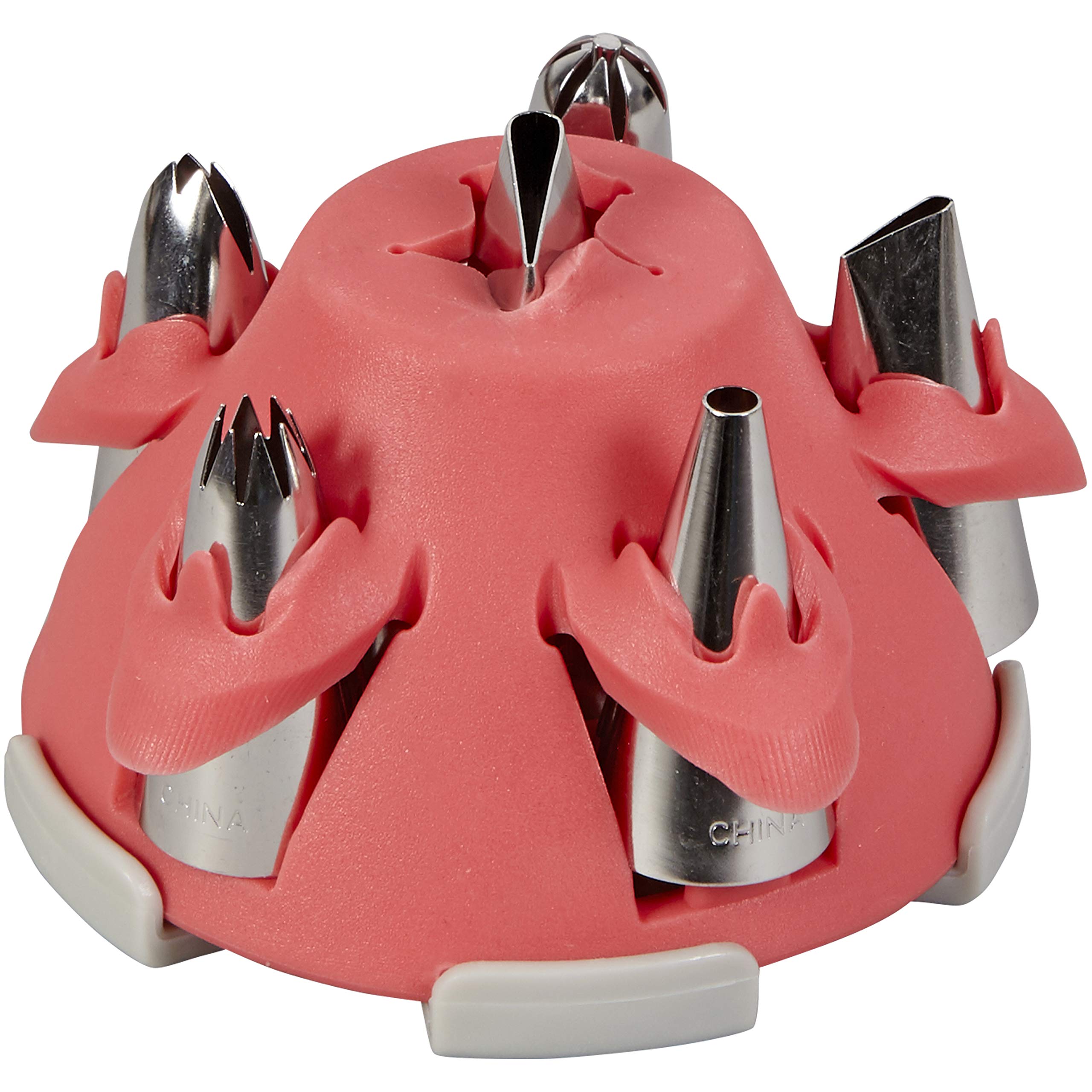 Wilton Flower Piping Tip Set With Silicone Stand, Pink, 7 Pieces