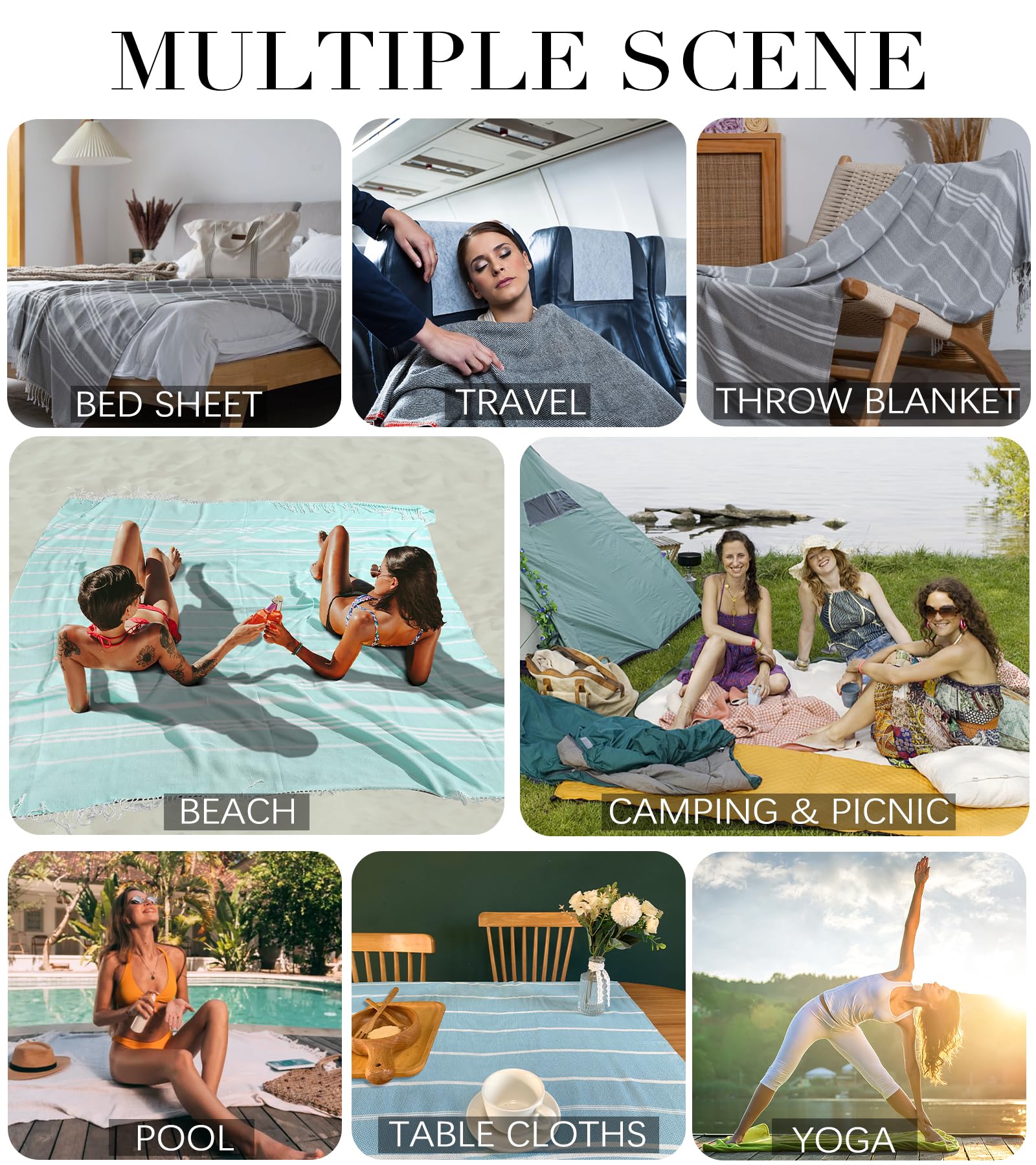 Extra Large Throw Blanket Giant Turkish Beach Towel Airplane Travel Essentials Camping Gear Must Haves Accessories Flight Hawaii