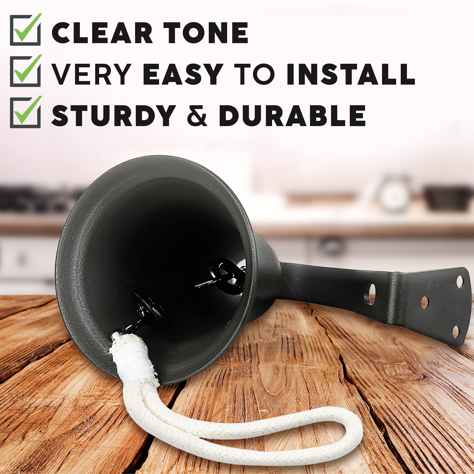 Upstreet s Outdoor & Indoor Dinner Bell - Large Cast Iron Bell, Ideal for Wall or Hanging, Suitable for Home, School or Church
