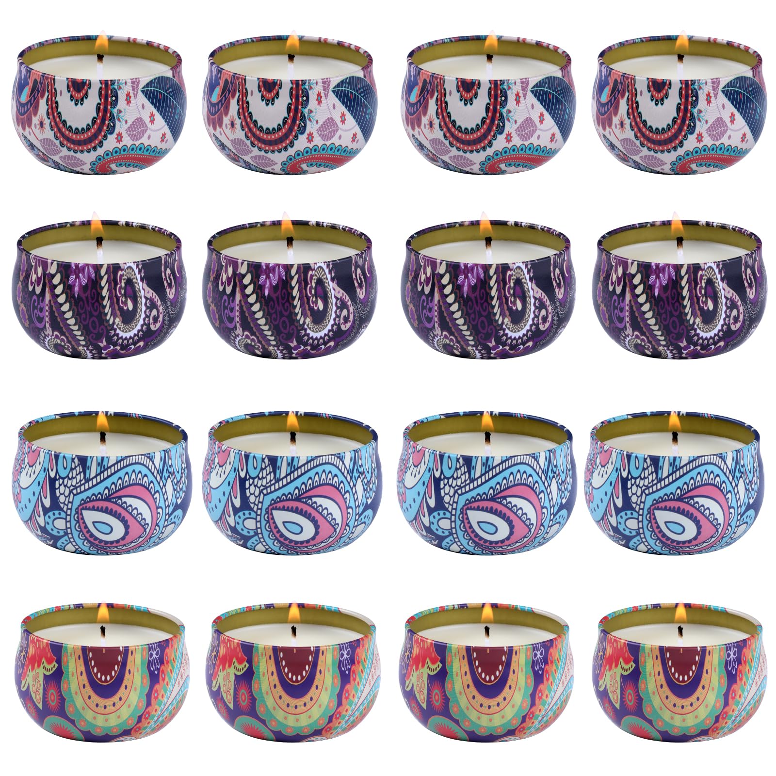 kedtui Scented Candles Gift Set, 16 Pack Aromatherapy Candle, Natural Soy Wax Travel Tin Candles for Home Scented, Ideal for Chr