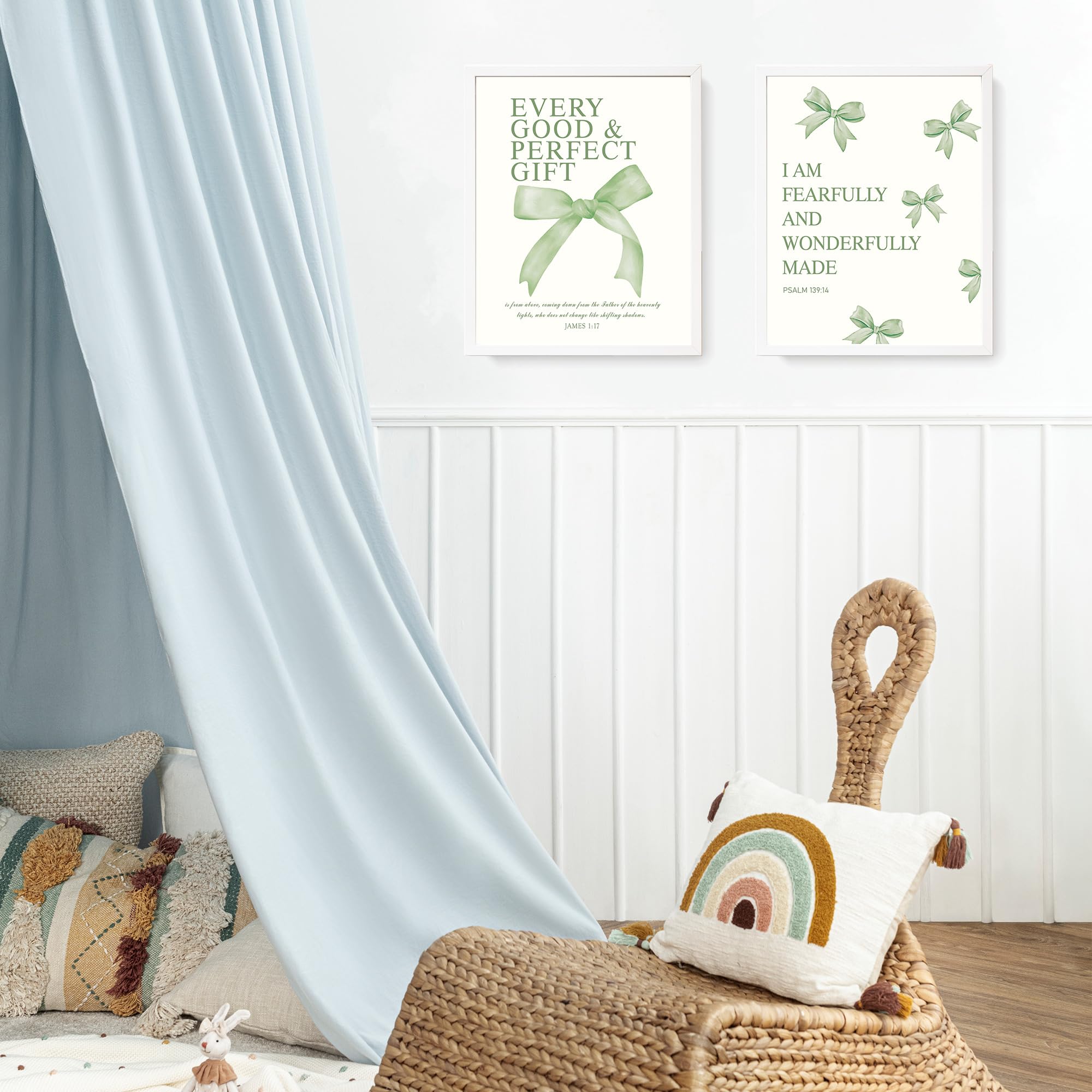 LARTSFRO Coquette Sage Green Bow Wall Art Decor Posters, Sage Green Bow Room Bedroom Bathroom Dorm Wall Art Decor Aesthetic for
