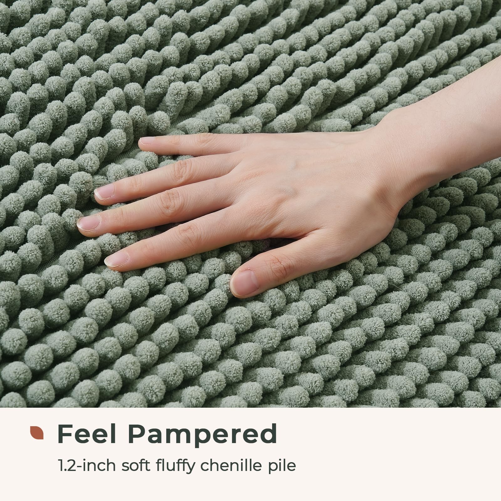 Freshmint Large Chenille Bathroom Rugs Mat 36''X24'', Non-Slip Bath Mat For Bathroom Floor & Bathtub, Washable Shower Shag Bath