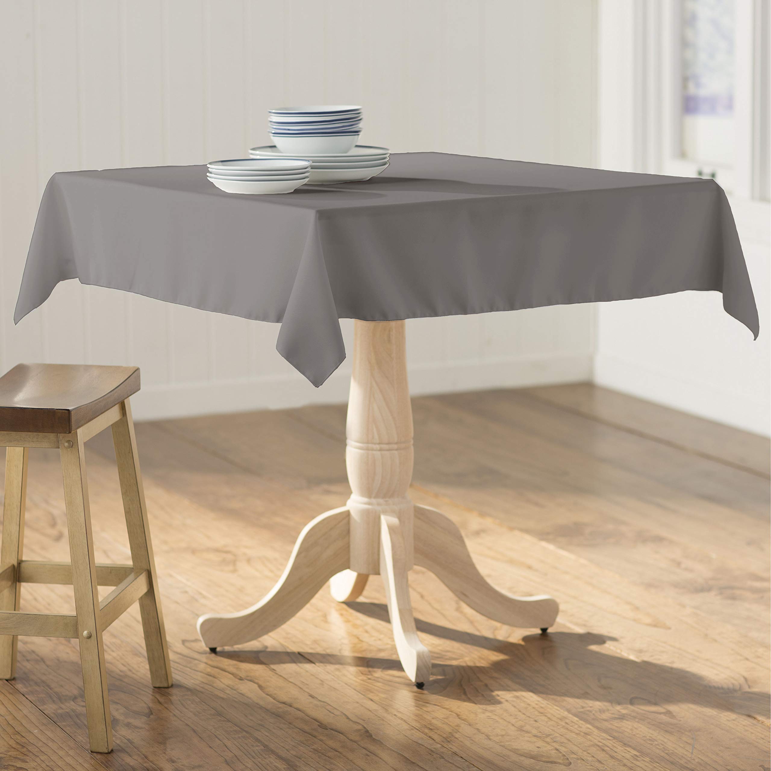 LA Linen Polyester Poplin Square Tablecloth  58 by 58-Inch  Dark Gray