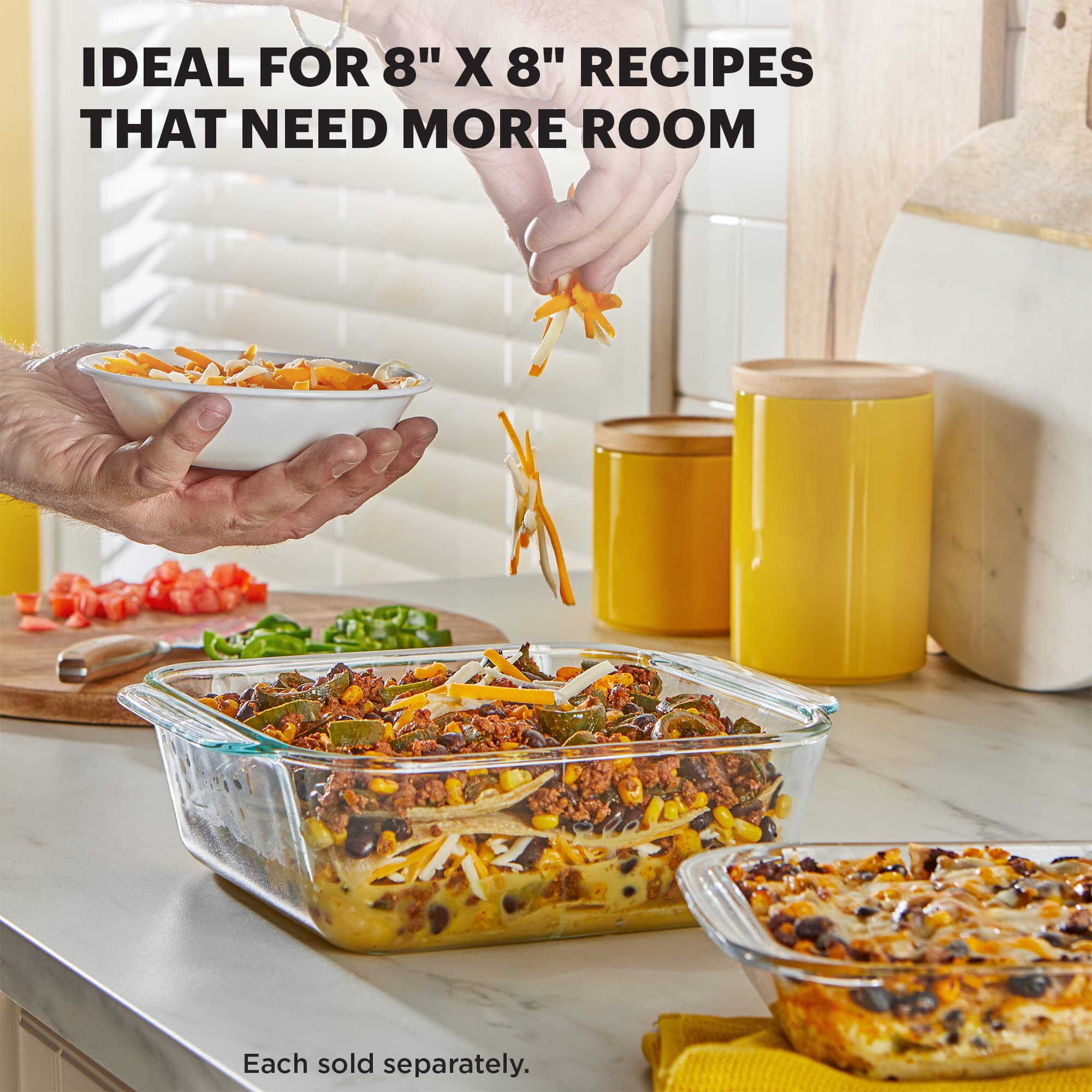 Pyrex Deep Glass Baking Dish With Plastic Lid, Deep Casserole Dish, Glass Food Container, Oven, Freezer And Microwave Safe, Clea